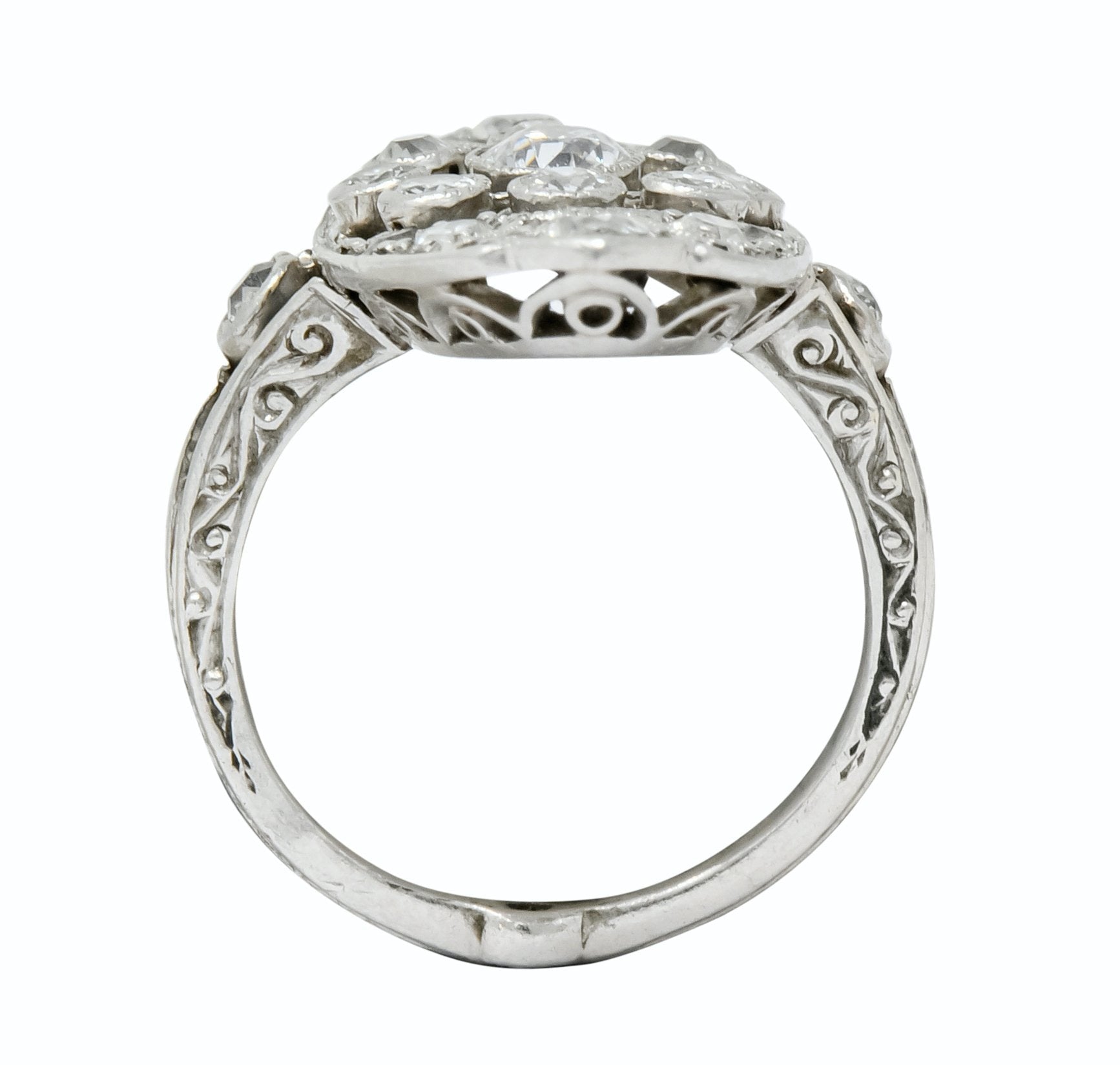 Edwardian 1.10 CTW Diamond Platinum Navette Dinner Ring - Wilson's Estate Jewelry