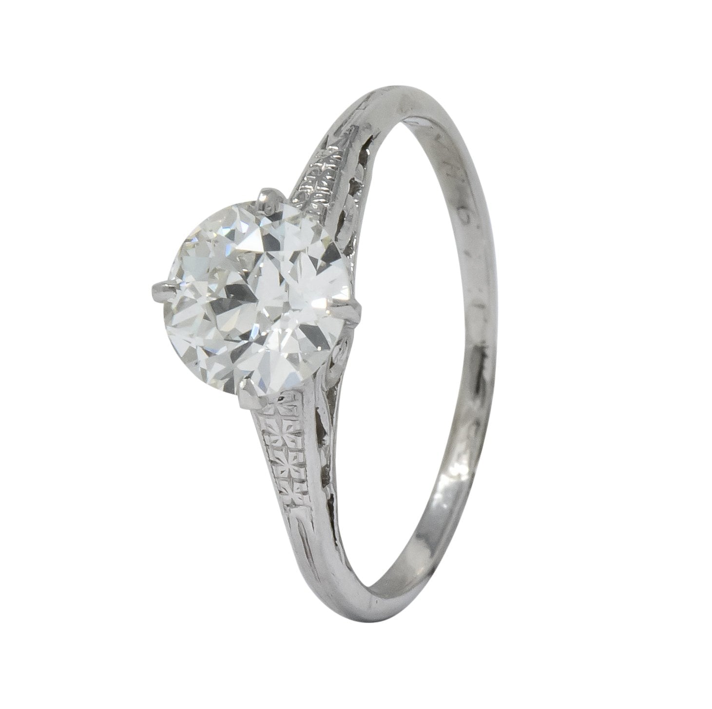 Edwardian 1.23 CTW Diamond Platinum Solitaire Engagement Ring GIA - Wilson's Estate Jewelry