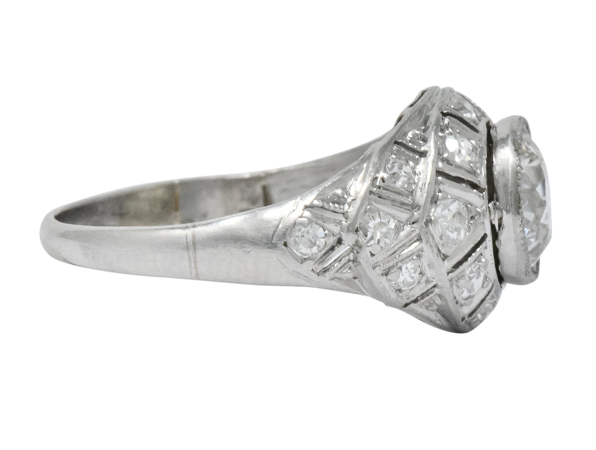 Edwardian 1.40 CTW Old European Diamond Platinum Engagement Ring GIA Circa 1910 - Wilson's Estate Jewelry