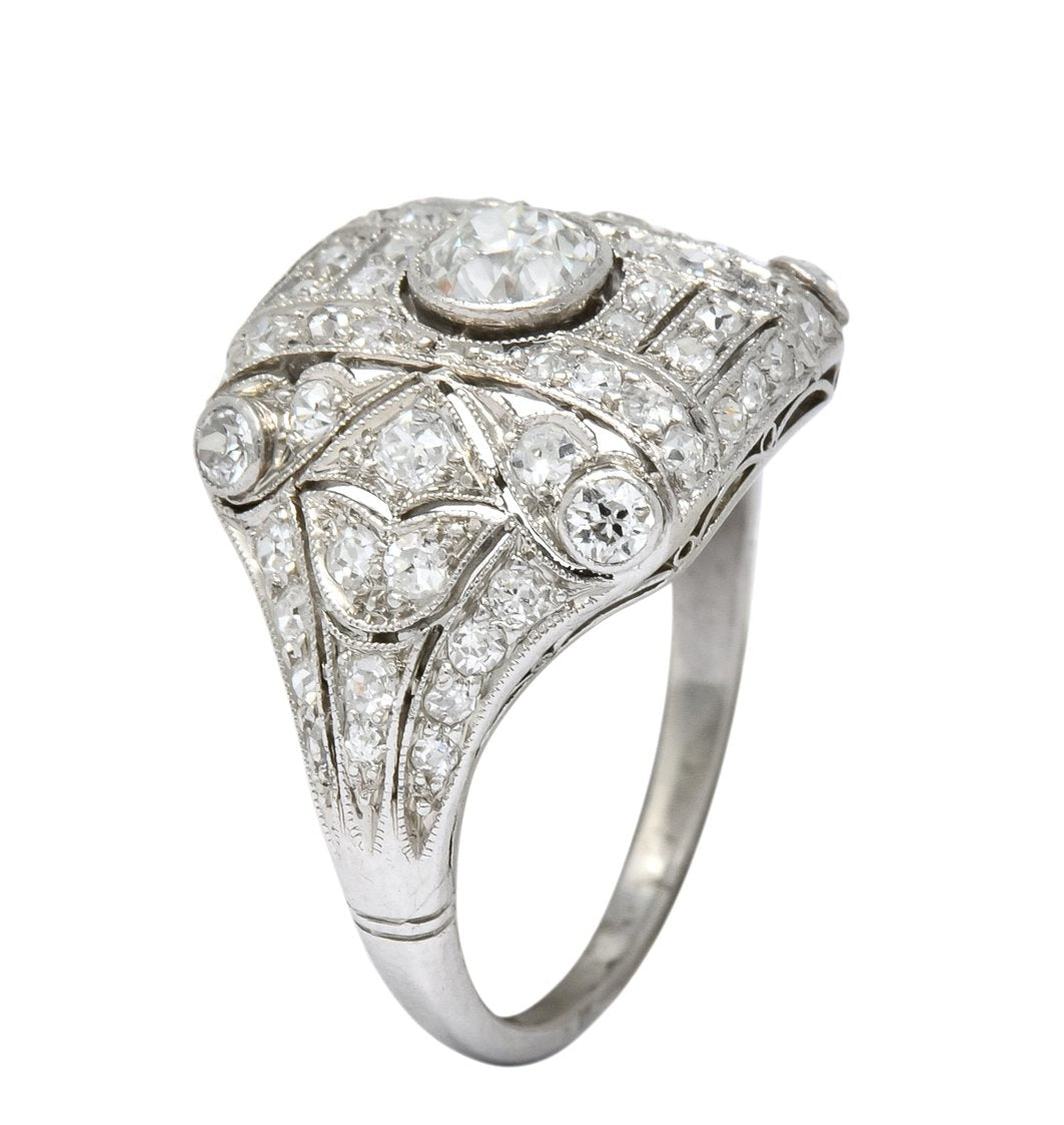 Edwardian 1.60 CTW Old European Cut Diamond Platinum Dinner Ring - Wilson's Estate Jewelry