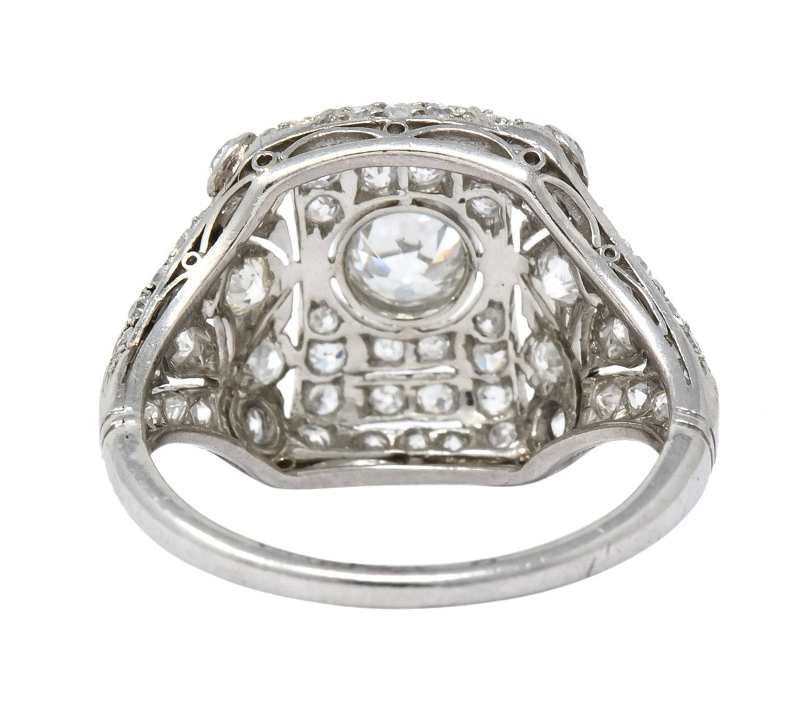 Edwardian 1.60 CTW Old European Cut Diamond Platinum Dinner Ring - Wilson's Estate Jewelry