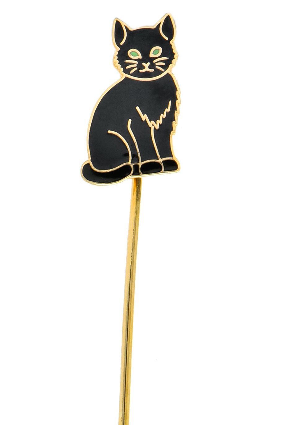 Edwardian 14 Karat Gold Enamel Black Cat Stick Pin - Wilson's Estate Jewelry
