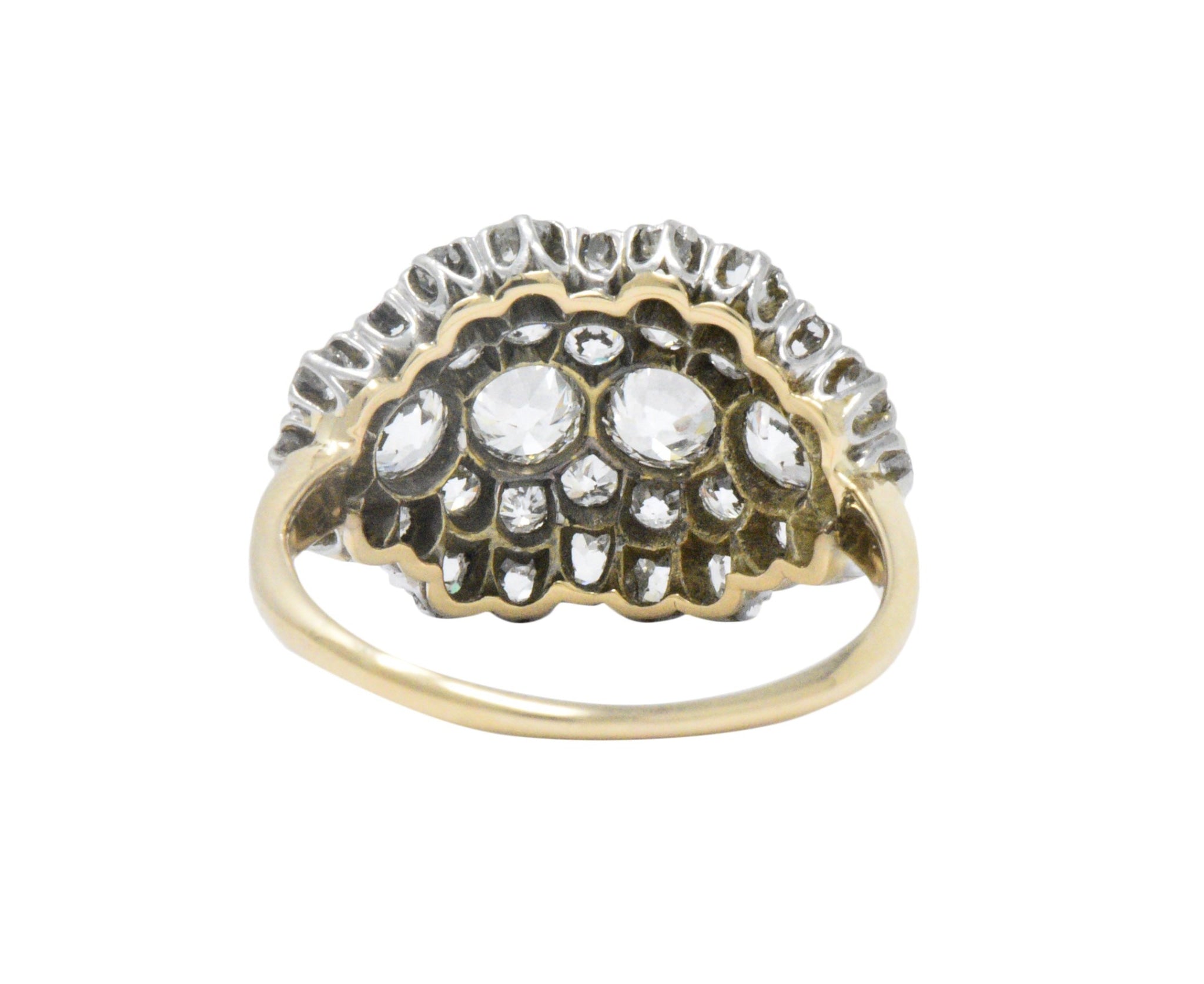 Edwardian 2.00 CTW Diamond Platinum & 14 Karat Gold Alternative Cluster Ring Wilson's Estate Jewelry