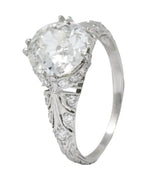 Edwardian 2.89 CTW Old European Cut Diamond Platinum Engagement Ring GIA - Wilson's Estate Jewelry