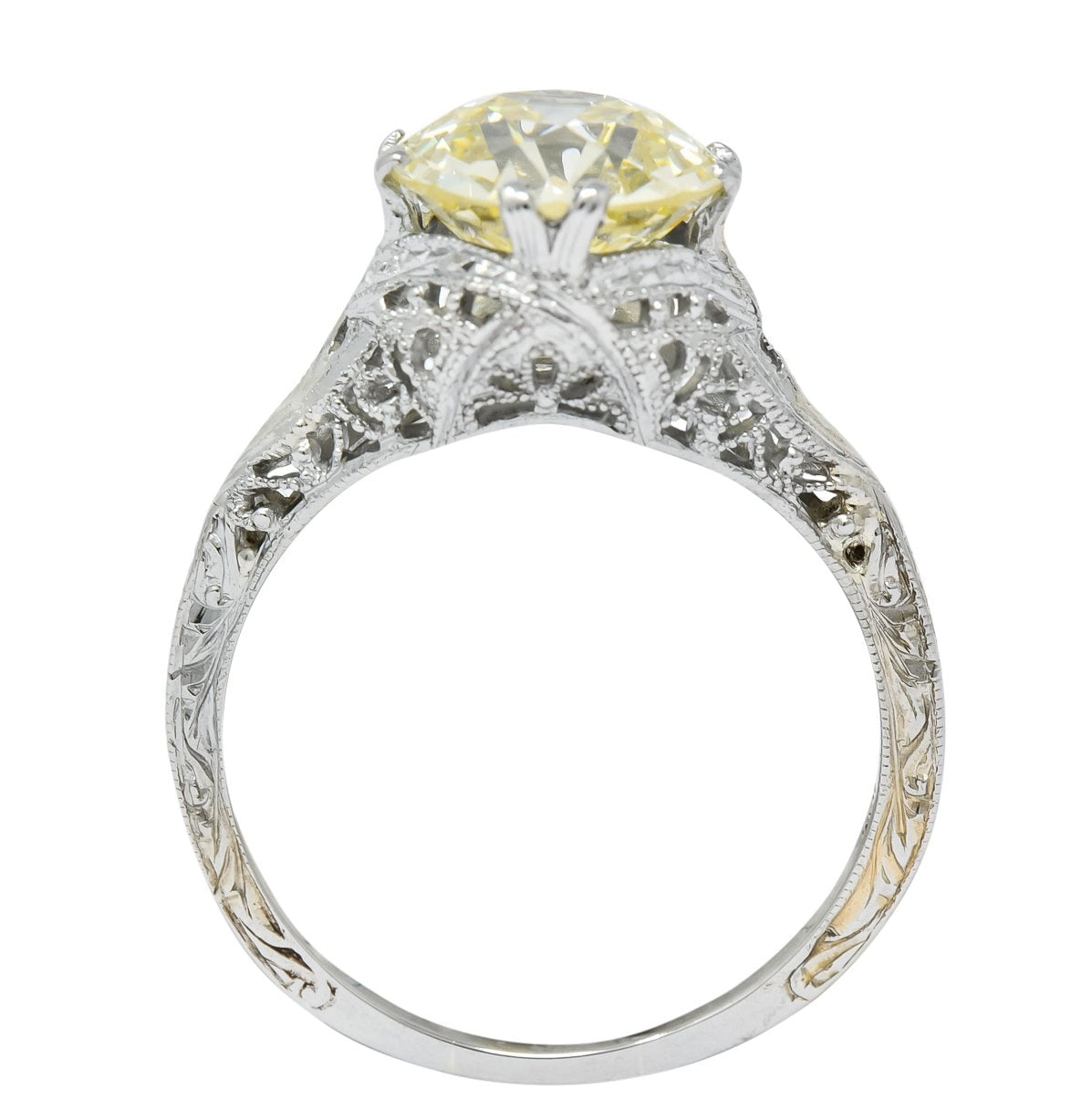 Edwardian 3.01 CTW Diamond 18 Karat White Gold Solitaire Engagement Ring GIA - Wilson's Estate Jewelry