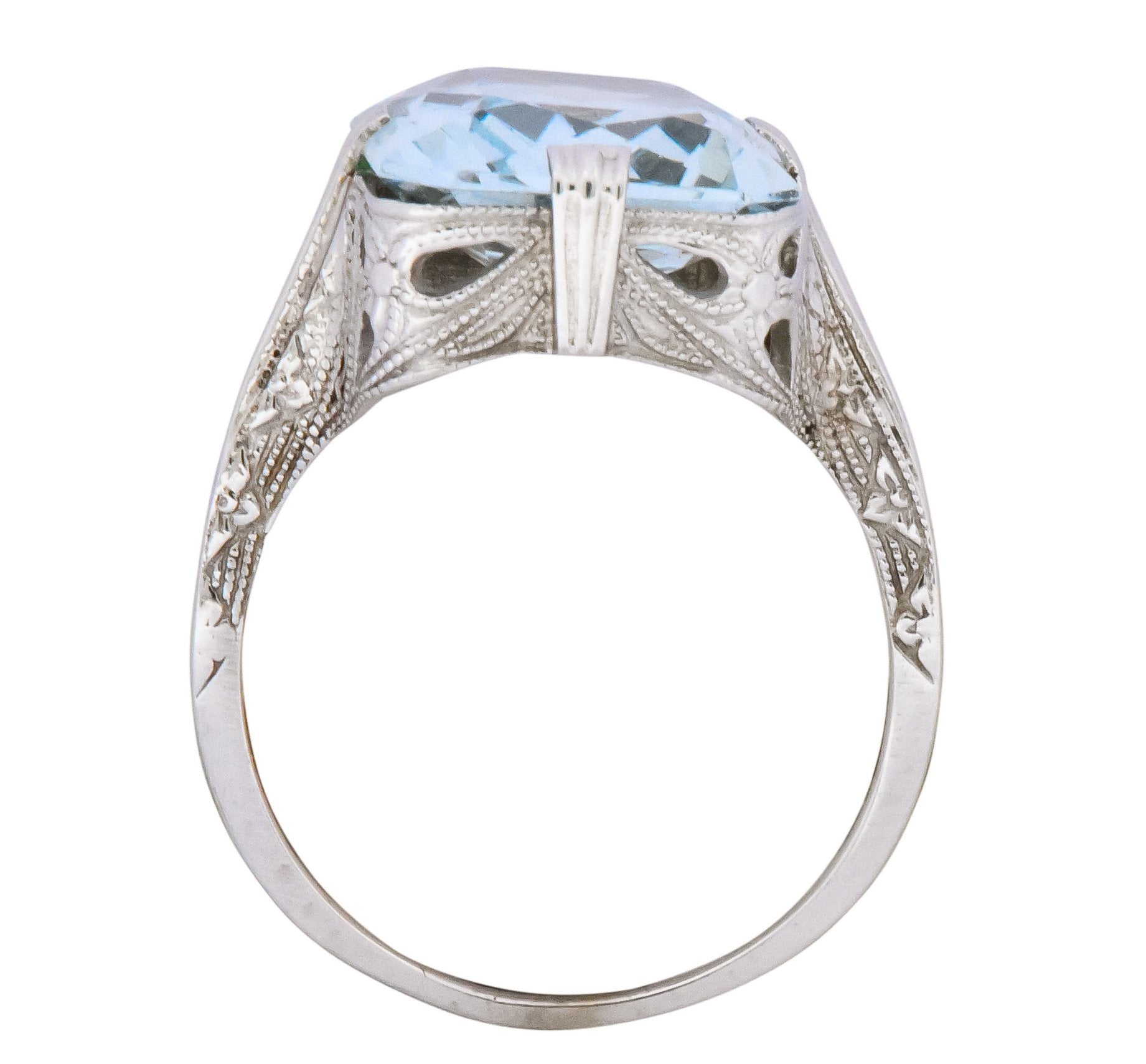 Edwardian 4.00 CTW Aquamarine 14 Karat White Gold Ring - Wilson's Estate Jewelry