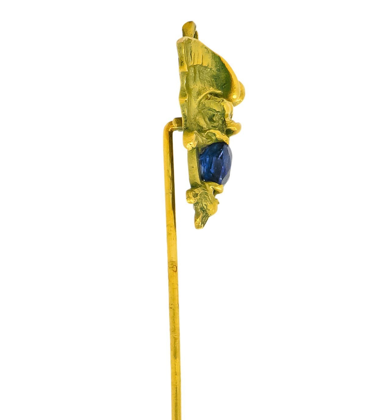 Edwardian 0.82 CTW Sapphire 18 Karat Green Gold Sea Serpent Dragon Stickpin - Wilson's Estate Jewelry