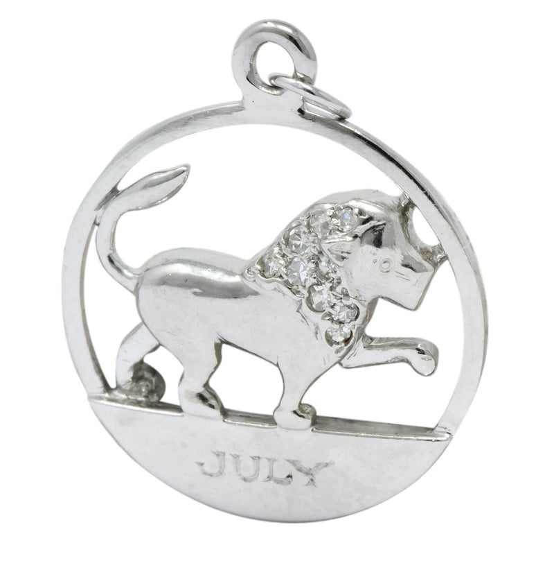 Edwardian Diamond Platinum Leo Lion Zodiac Charm - Wilson's Estate Jewelry