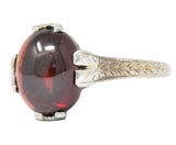 Edwardian Garnet 18 Karat White Gold Ring - Wilson's Estate Jewelry