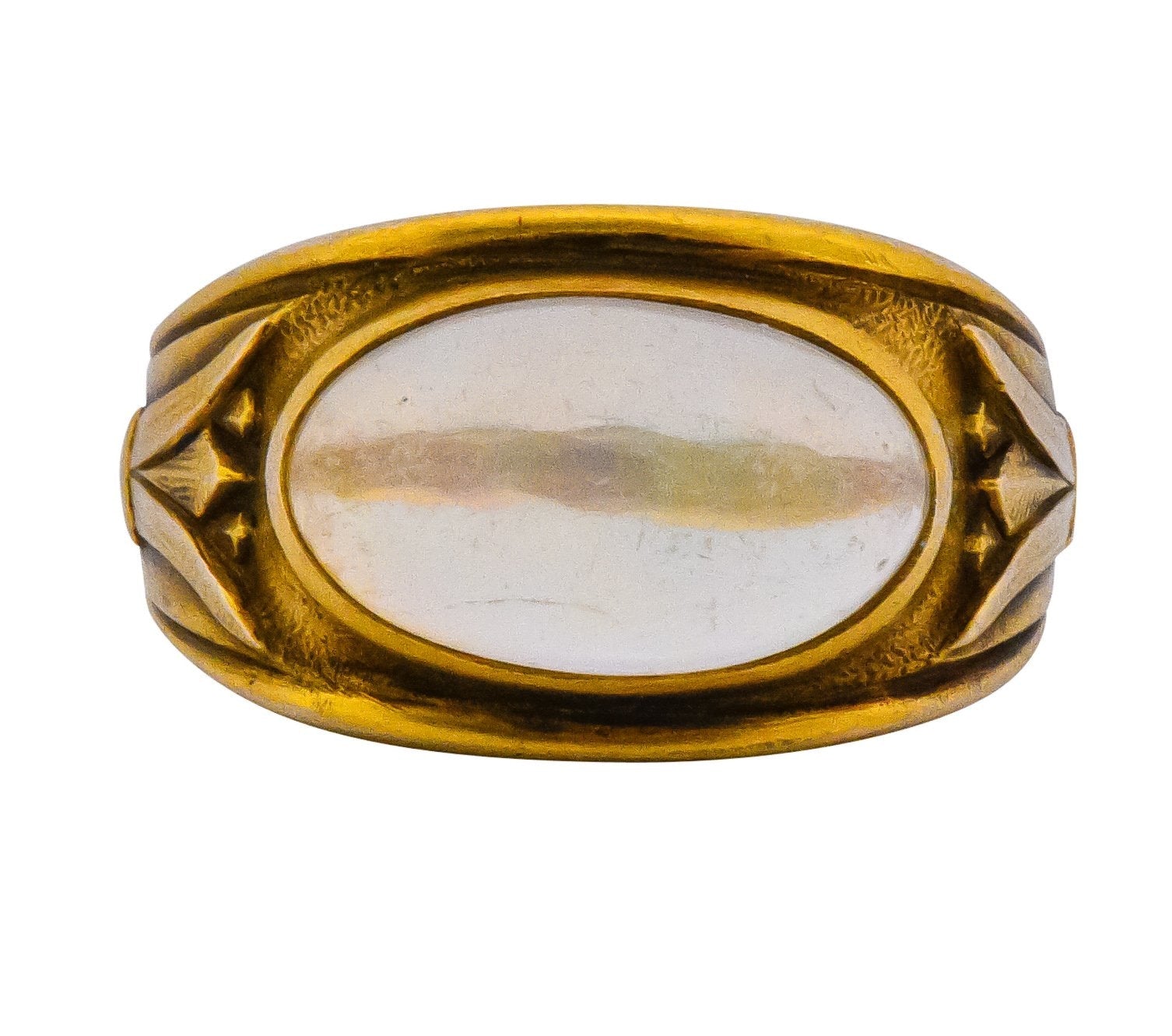 Egyptian Revival Art Nouveau Jelly Opal 14 Karat Gold Floral Ring - Wilson's Estate Jewelry