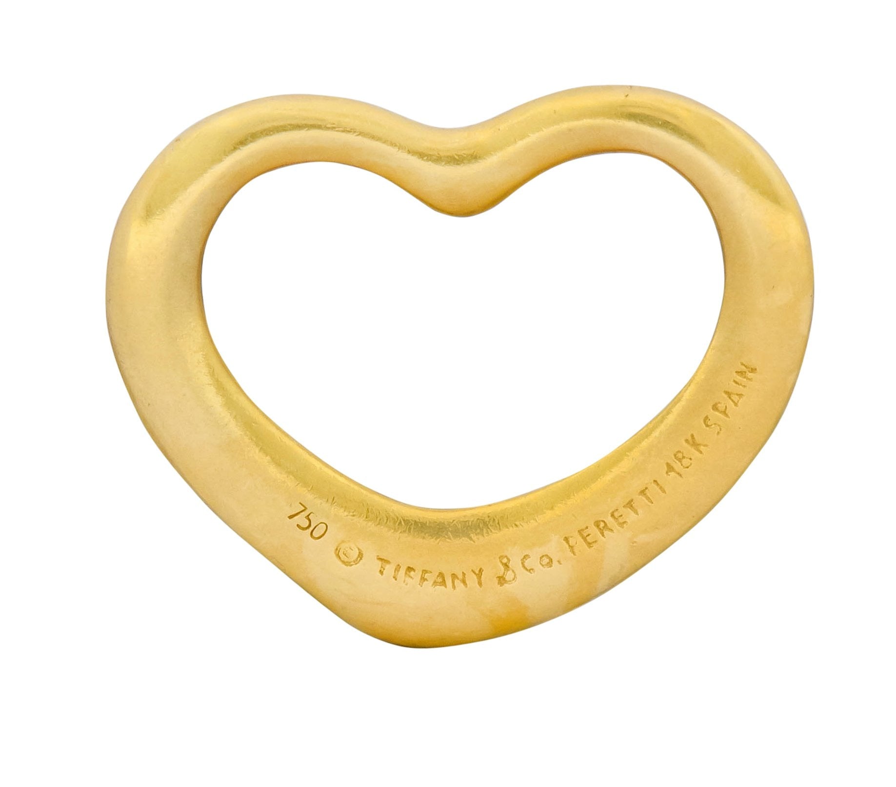 Elsa Peretti Tiffany & Co. Spain 18 Karat Gold 22MM Open Heart Pendant - Wilson's Estate Jewelry