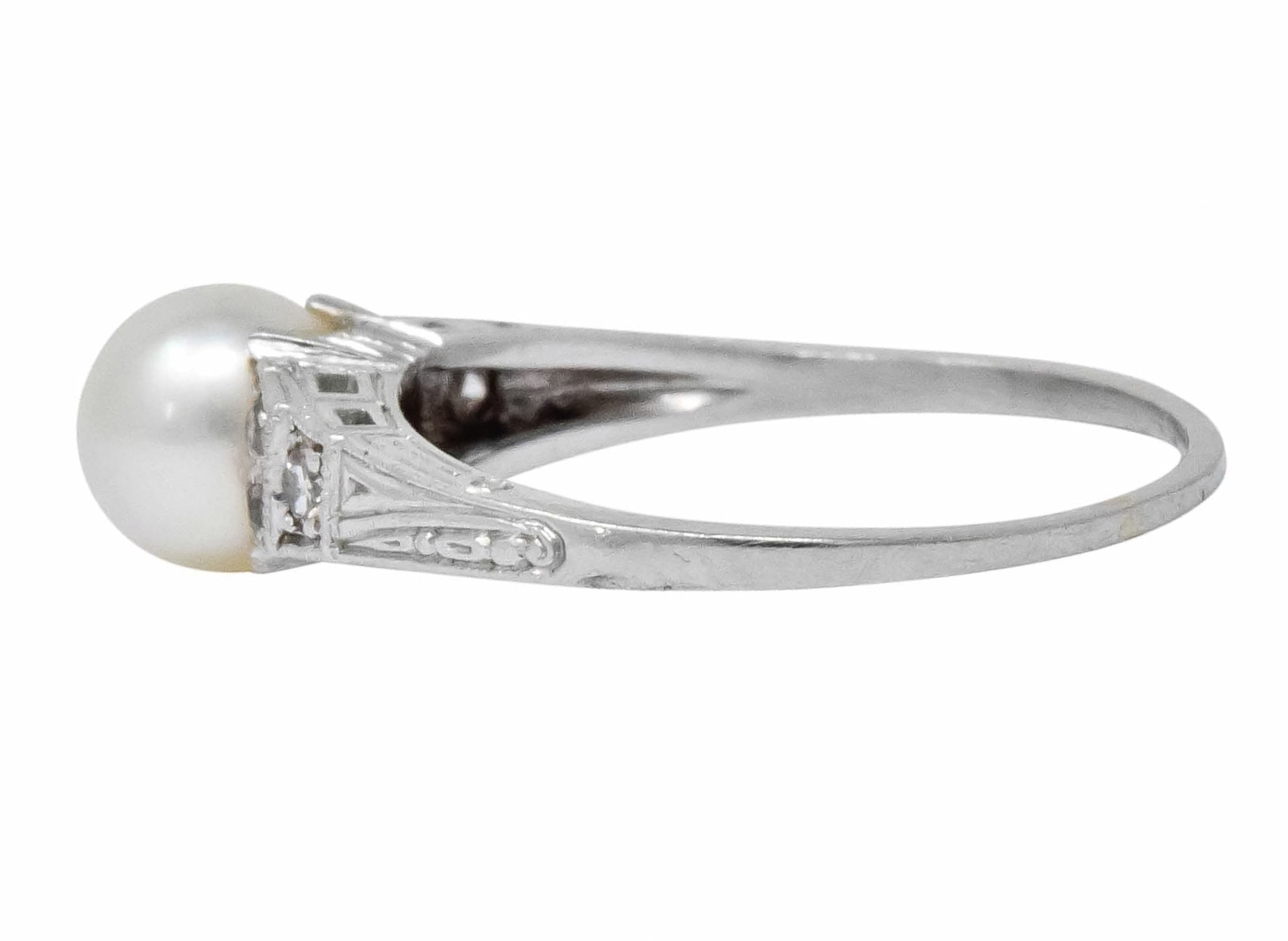 Exquisite Art Deco Natural Pearl Diamond Platinum Fashion Ring - Wilson's Estate Jewelry