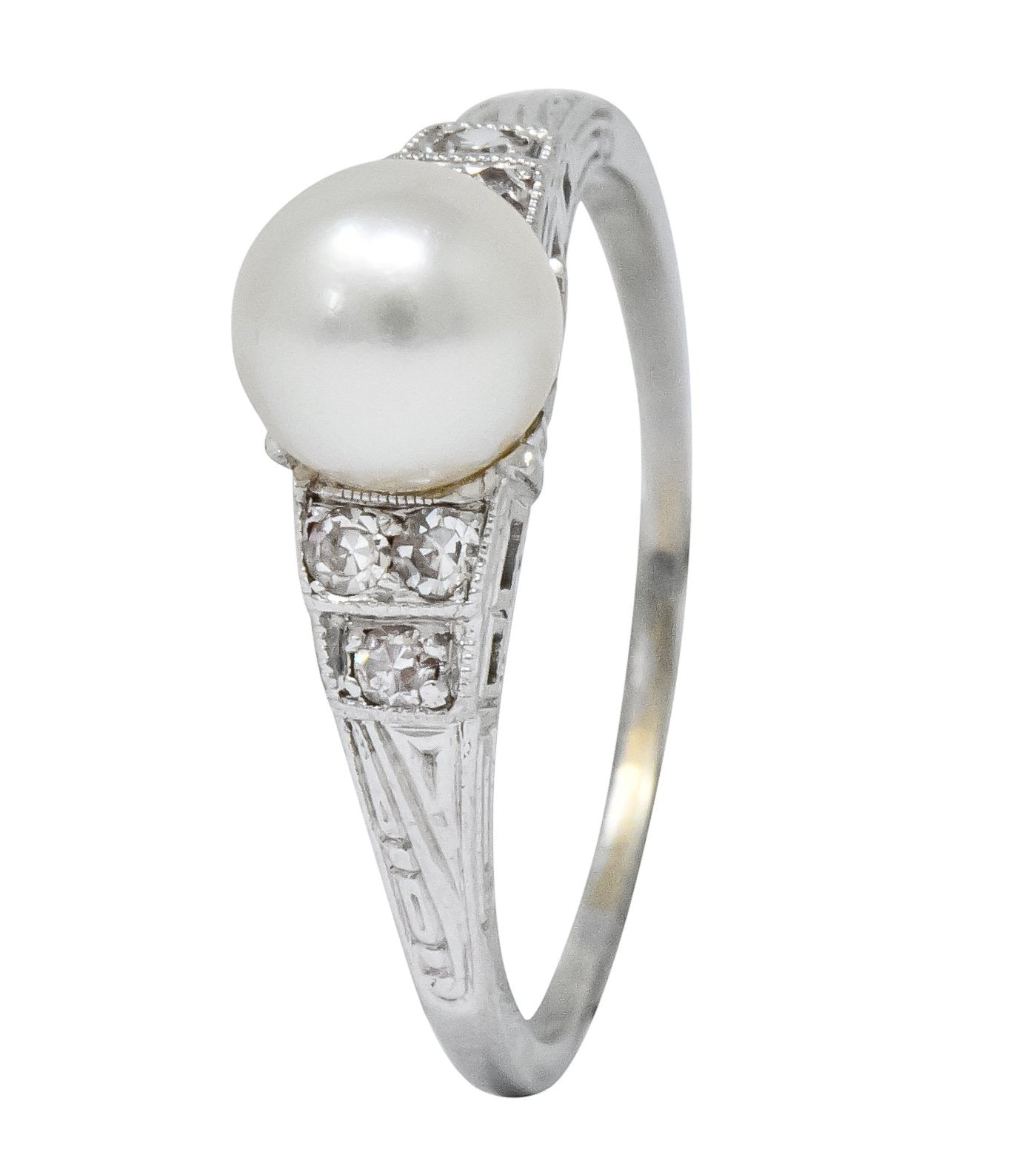 Exquisite Art Deco Natural Pearl Diamond Platinum Fashion Ring - Wilson's Estate Jewelry