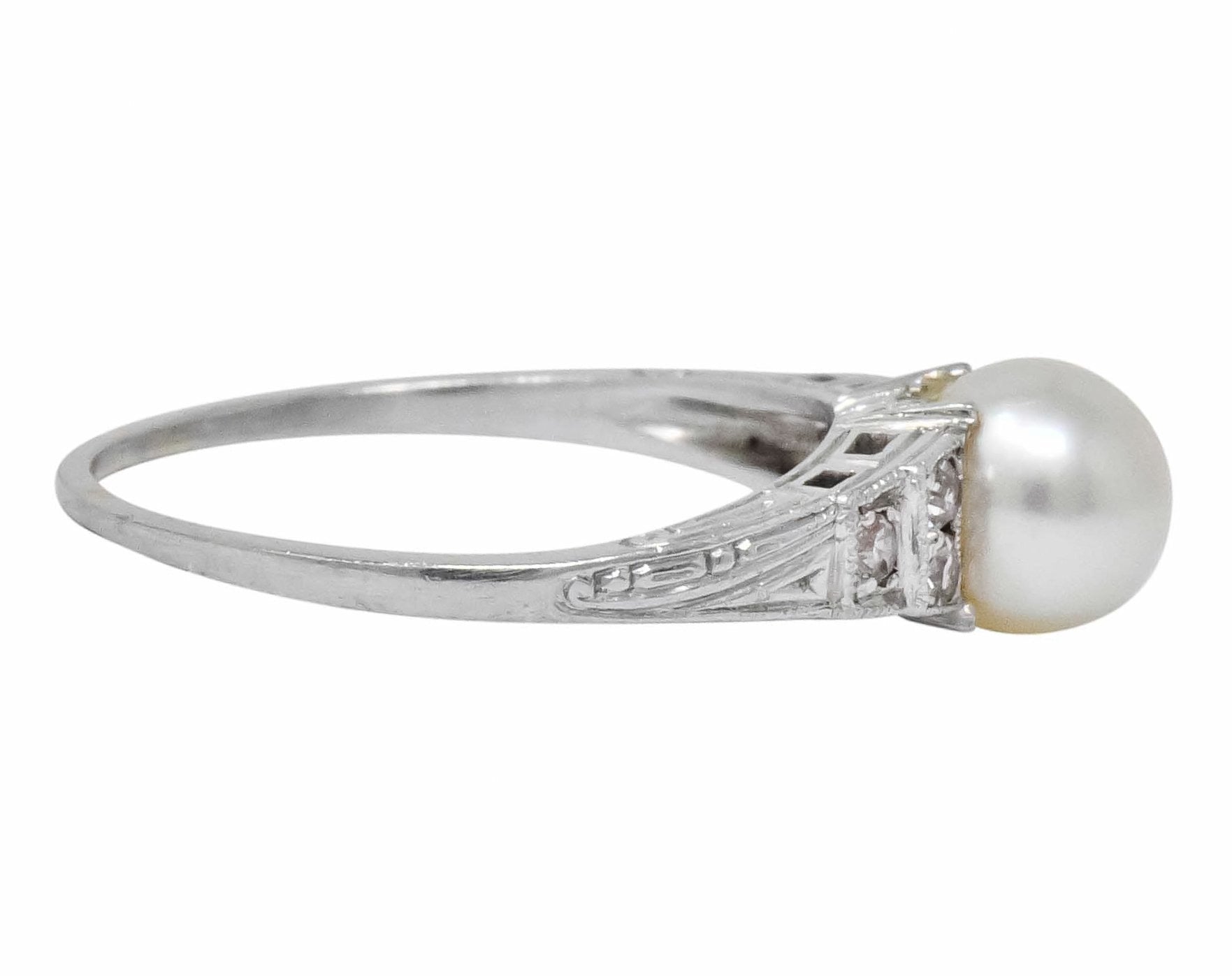 Exquisite Art Deco Natural Pearl Diamond Platinum Fashion Ring - Wilson's Estate Jewelry