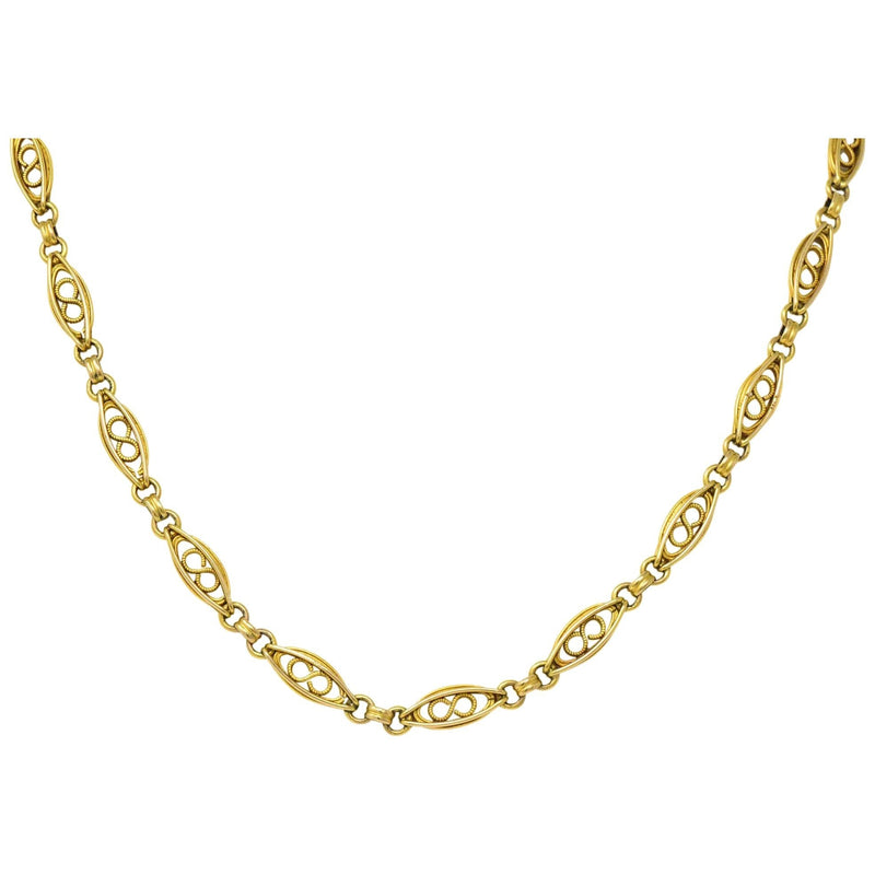 Fancy Victorian 18 Karat Gold Chain Necklace Wilson's Estate Jewelry