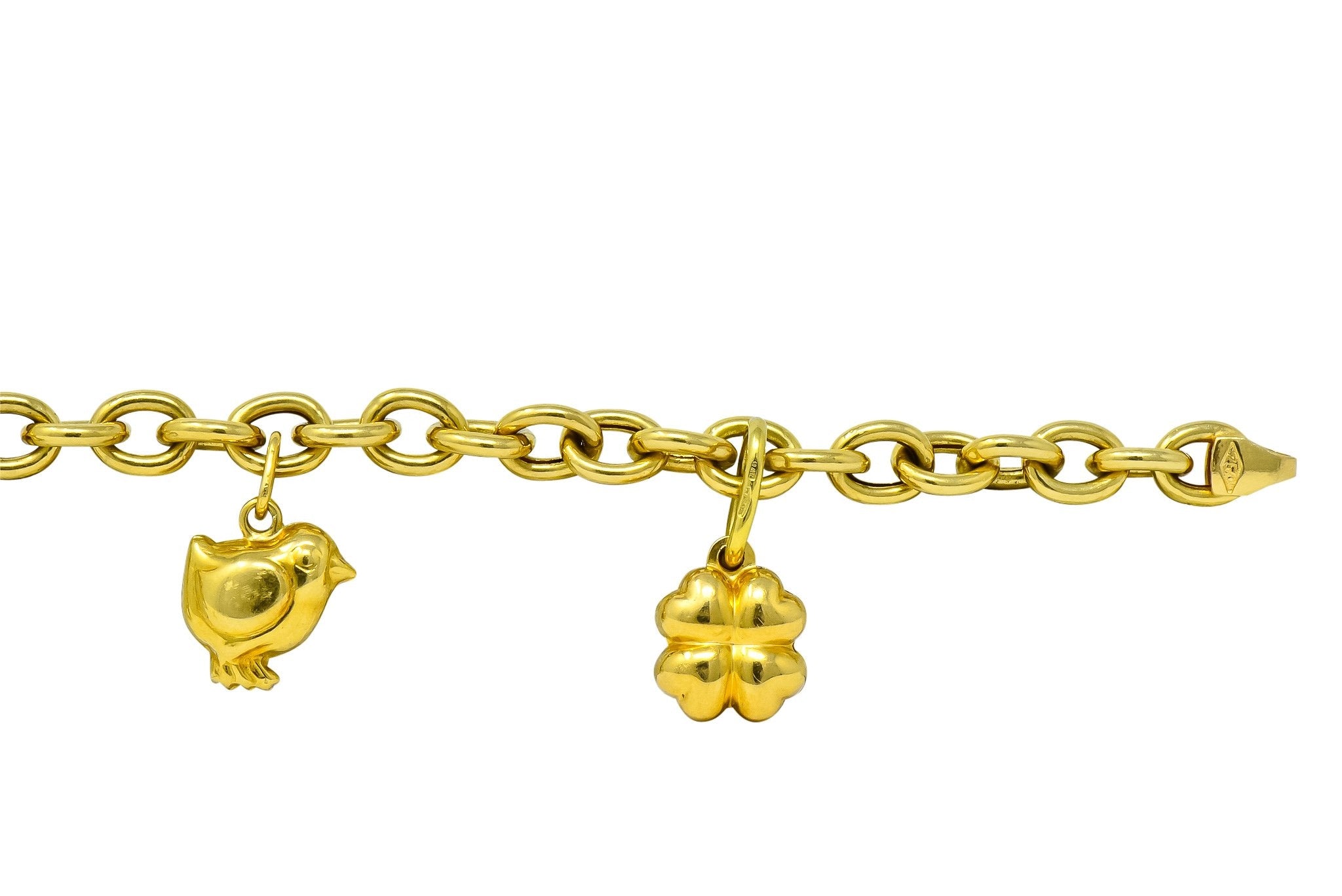 Fratelli Chini Italian Vintage 18 Karat Yellow Gold Charm Bracelet - Wilson's Estate Jewelry