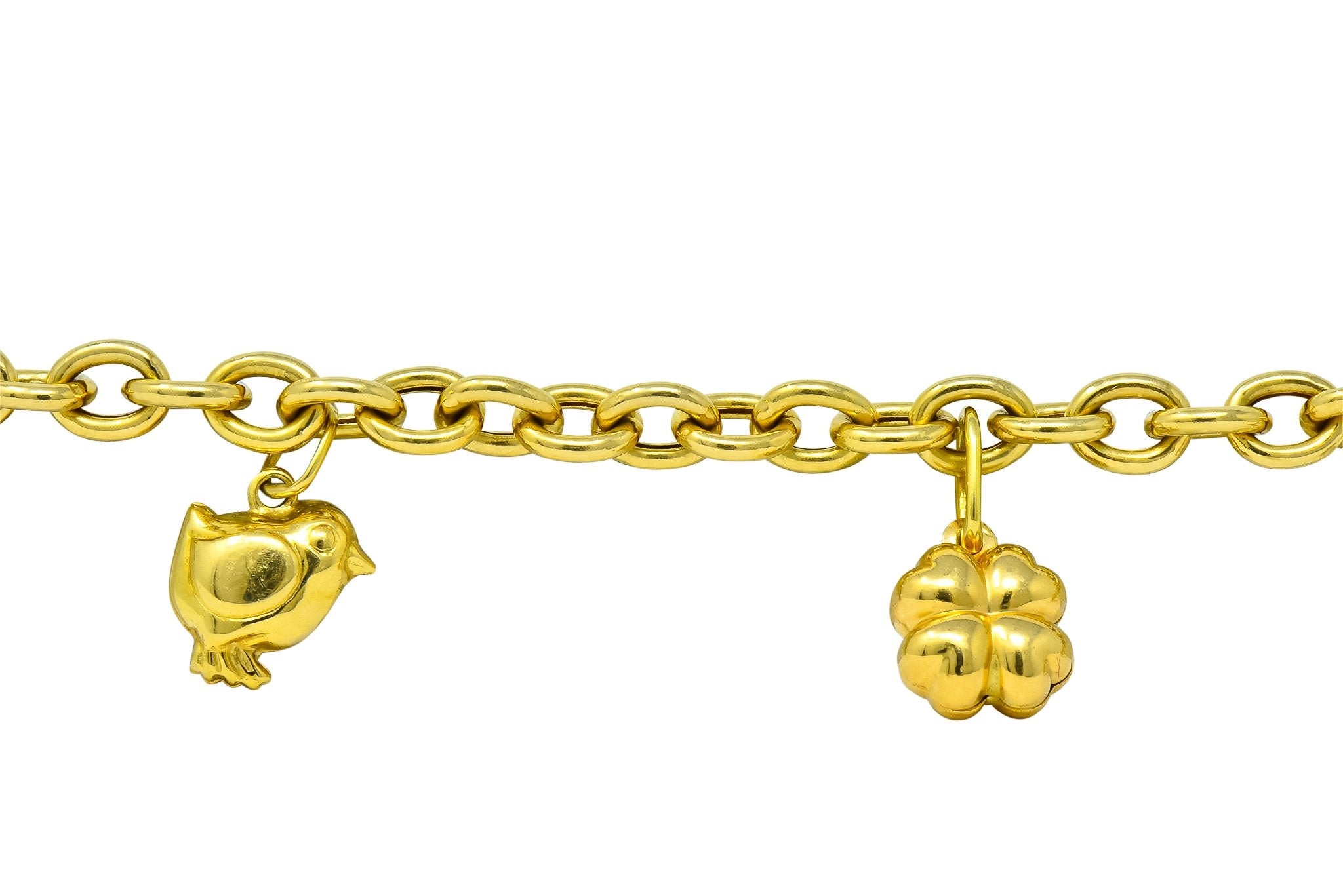Fratelli Chini Italian Vintage 18 Karat Yellow Gold Charm Bracelet - Wilson's Estate Jewelry