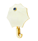 Fred Joaillier French Retro Sapphire 18 Karat Gold Enamel Umbrella Brooch - Wilson's Estate Jewelry