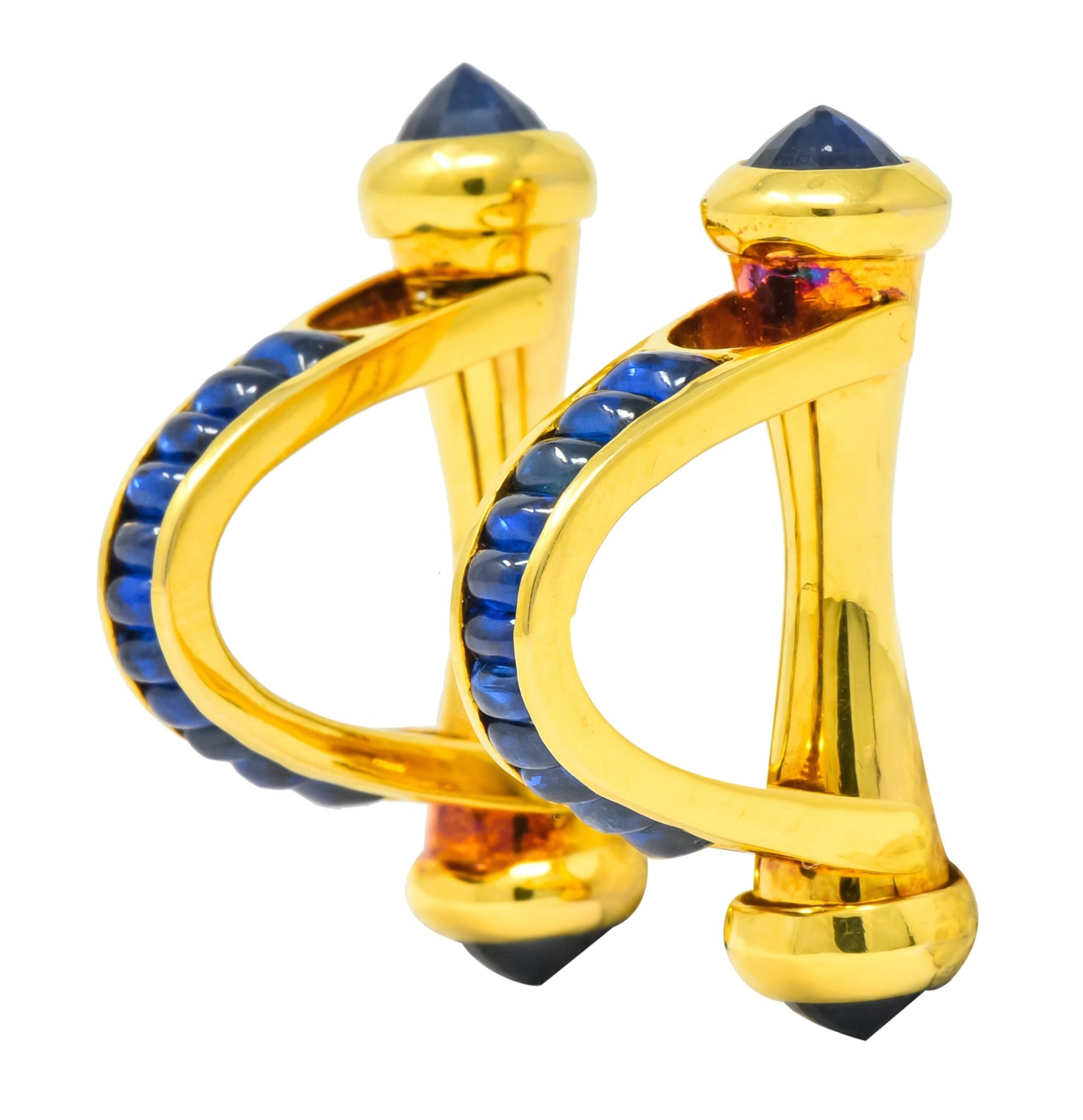 French 5.00 CTW Sapphire 18 Karat Gold French Men's Cufflinks - Wilson's Estate Jewelry