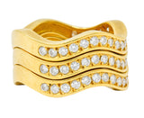 French Cartier 1.56 CTW Diamond 18 Karat Gold Wave Triple Band Stack Rings - Wilson's Estate Jewelry