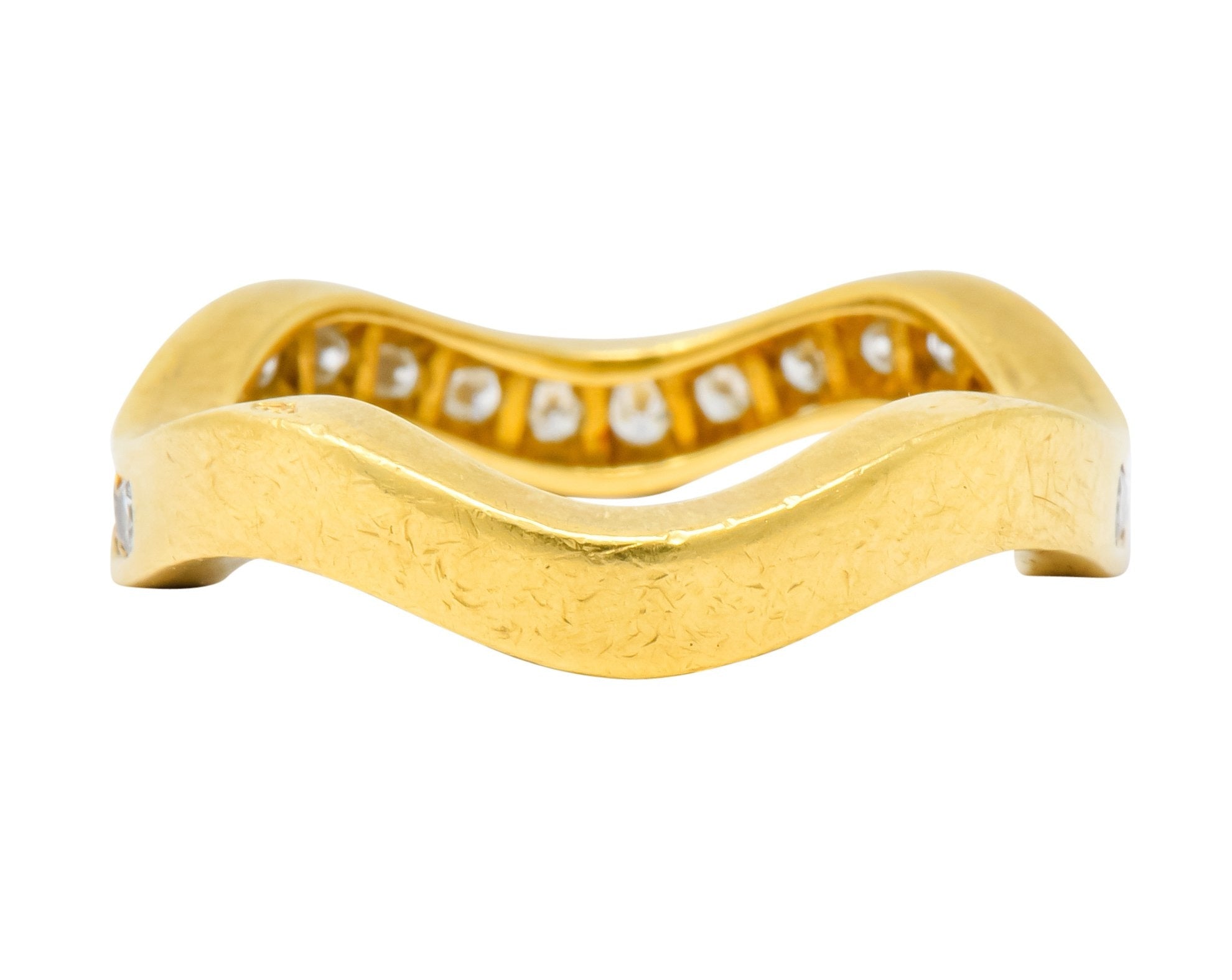 French Cartier 1.56 CTW Diamond 18 Karat Gold Wave Triple Band Stack Rings - Wilson's Estate Jewelry