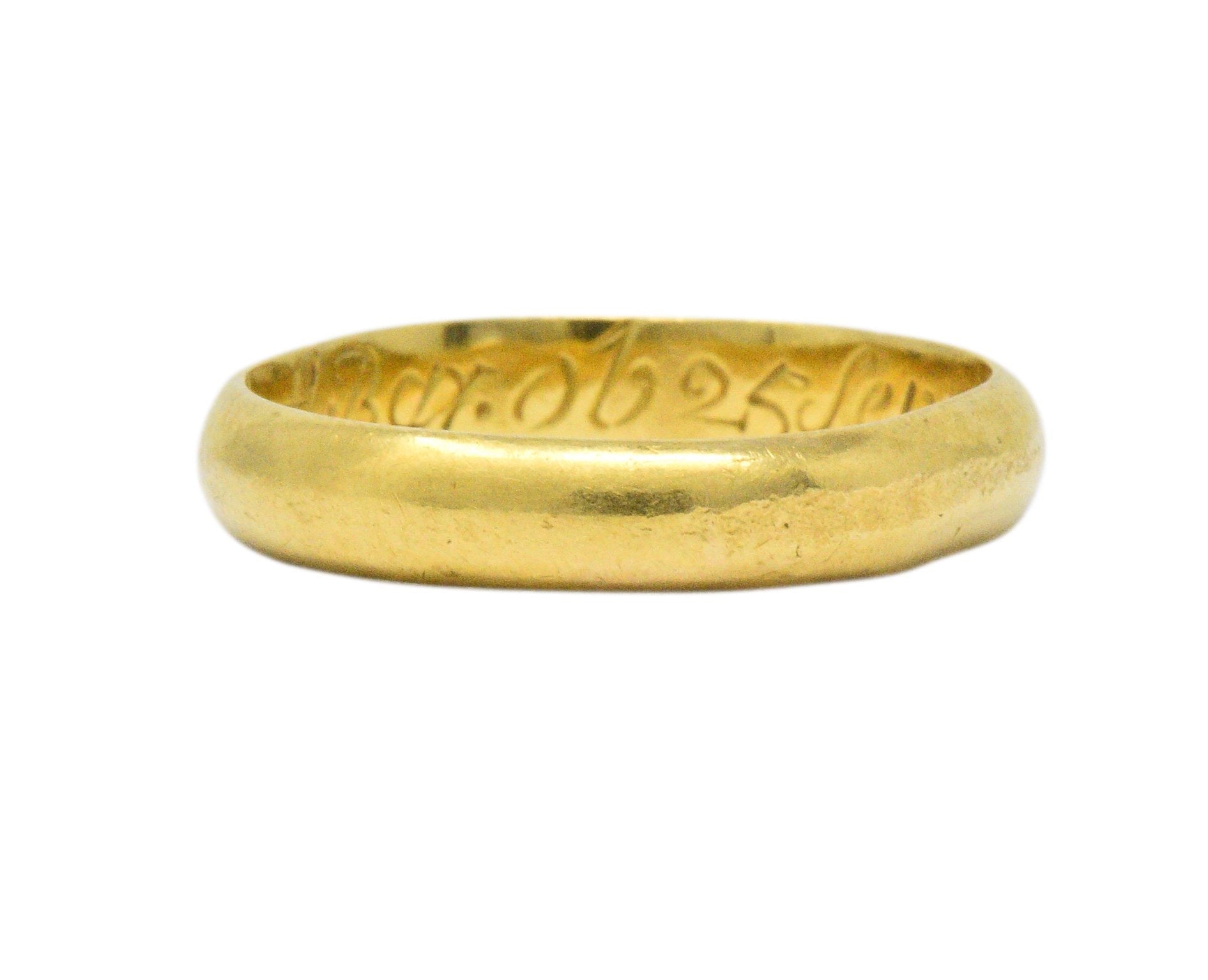 Georgian 22 Karat Gold Memento Mori Skull Unisex Band Ring Wilson's Estate Jewelry