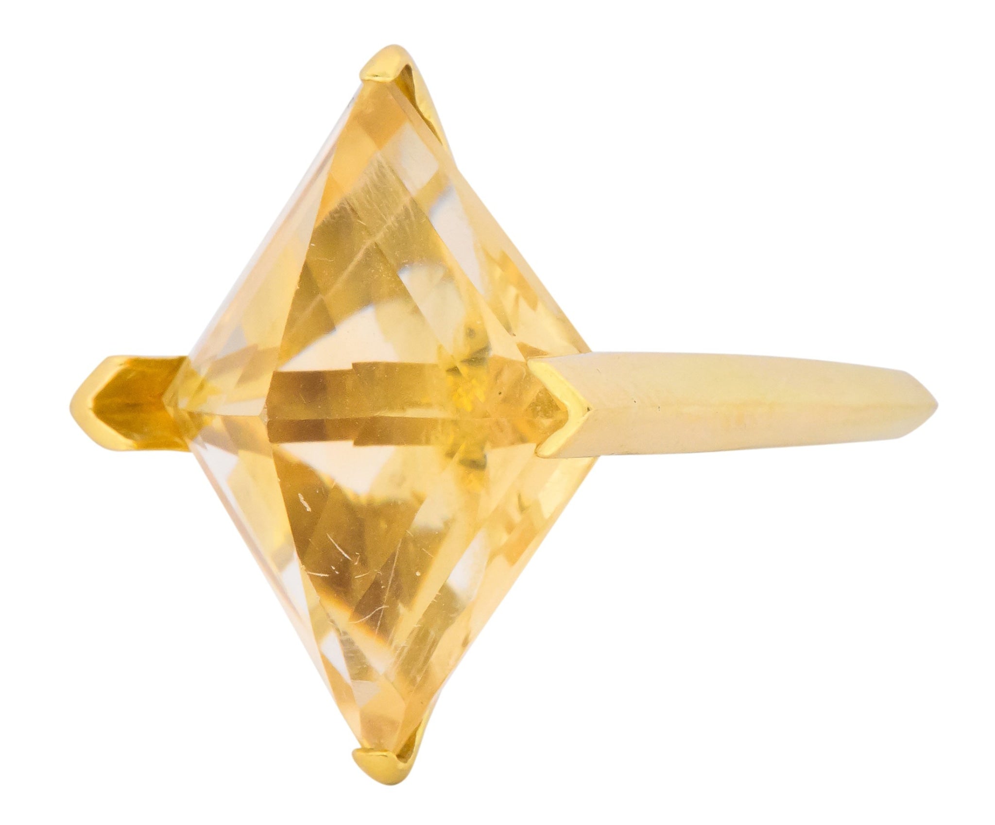 Gillian Packard 1968 British Modernist Citrine 18 Karat Gold Cocktail Ring - Wilson's Estate Jewelry