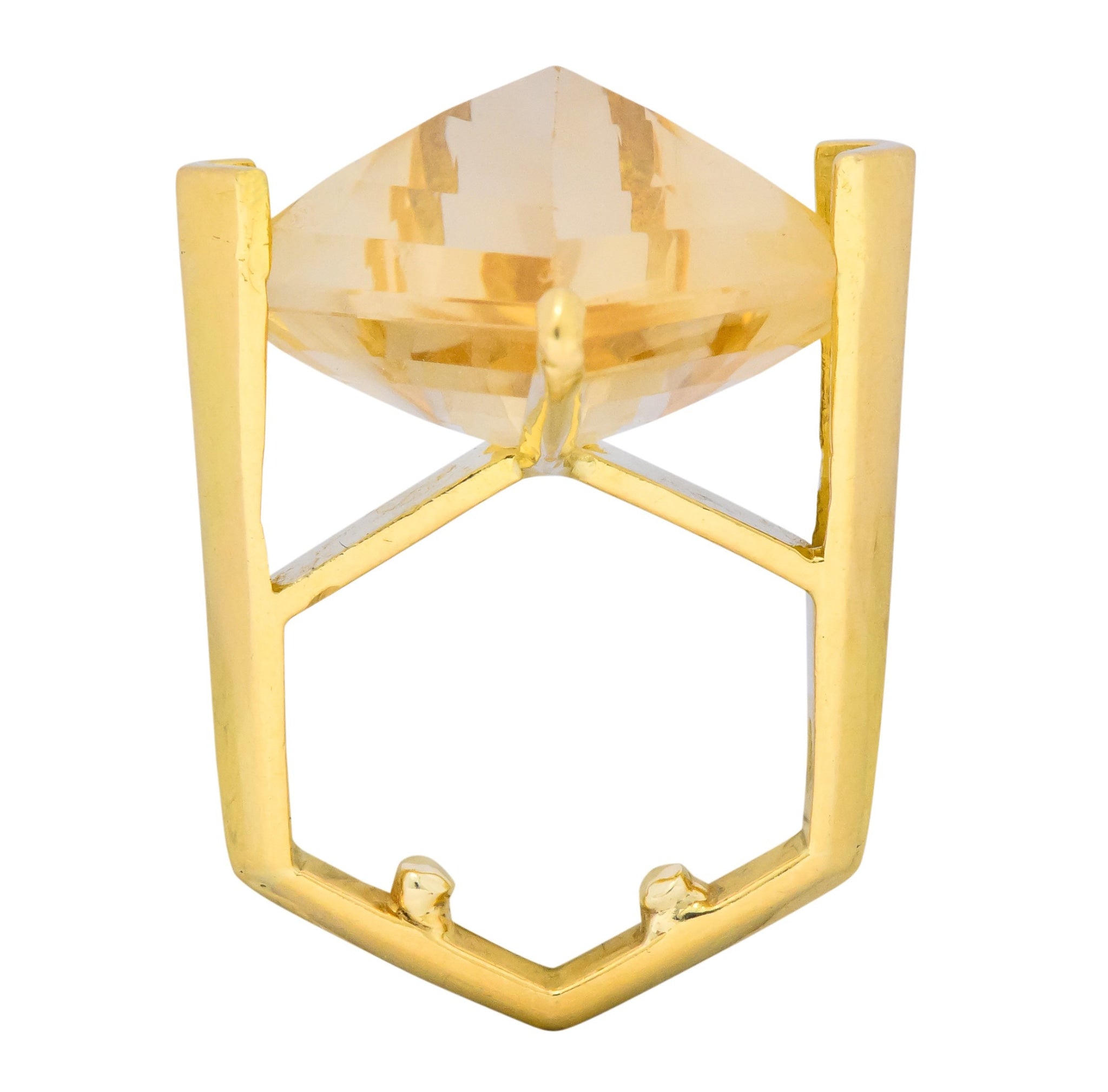 Gillian Packard 1968 British Modernist Citrine 18 Karat Gold Cocktail Ring - Wilson's Estate Jewelry