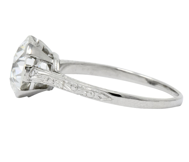 Gillot & Co. 3.21 CTW Old European Diamond Platinum Engagement Ring GIA - Wilson's Estate Jewelry