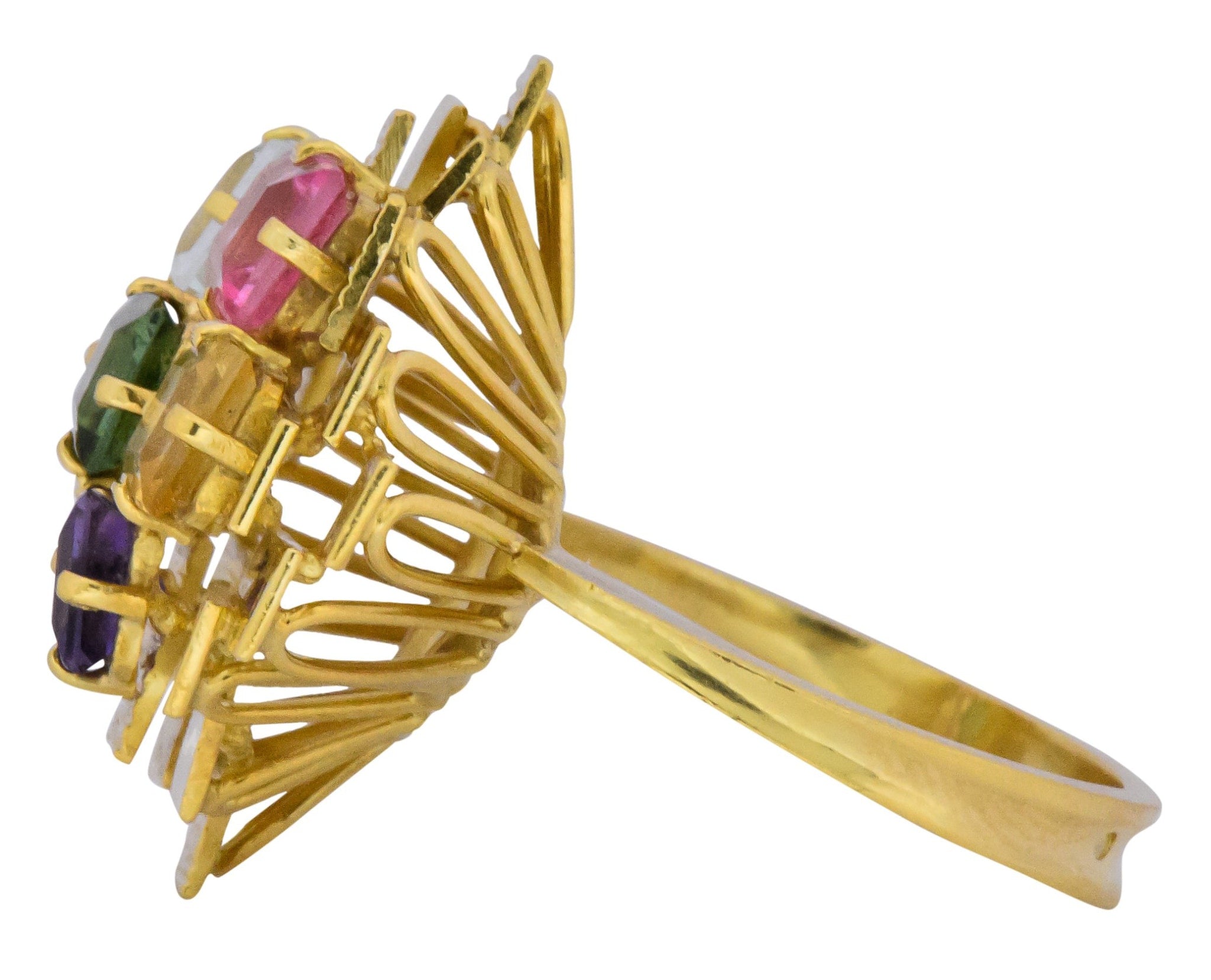 H. Stern 4.35 CTW Multi-Gem Tourmaline Amethyst Citrine Garnet 18 Karat Gold Cocktail Ring Wilson's Estate Jewelry