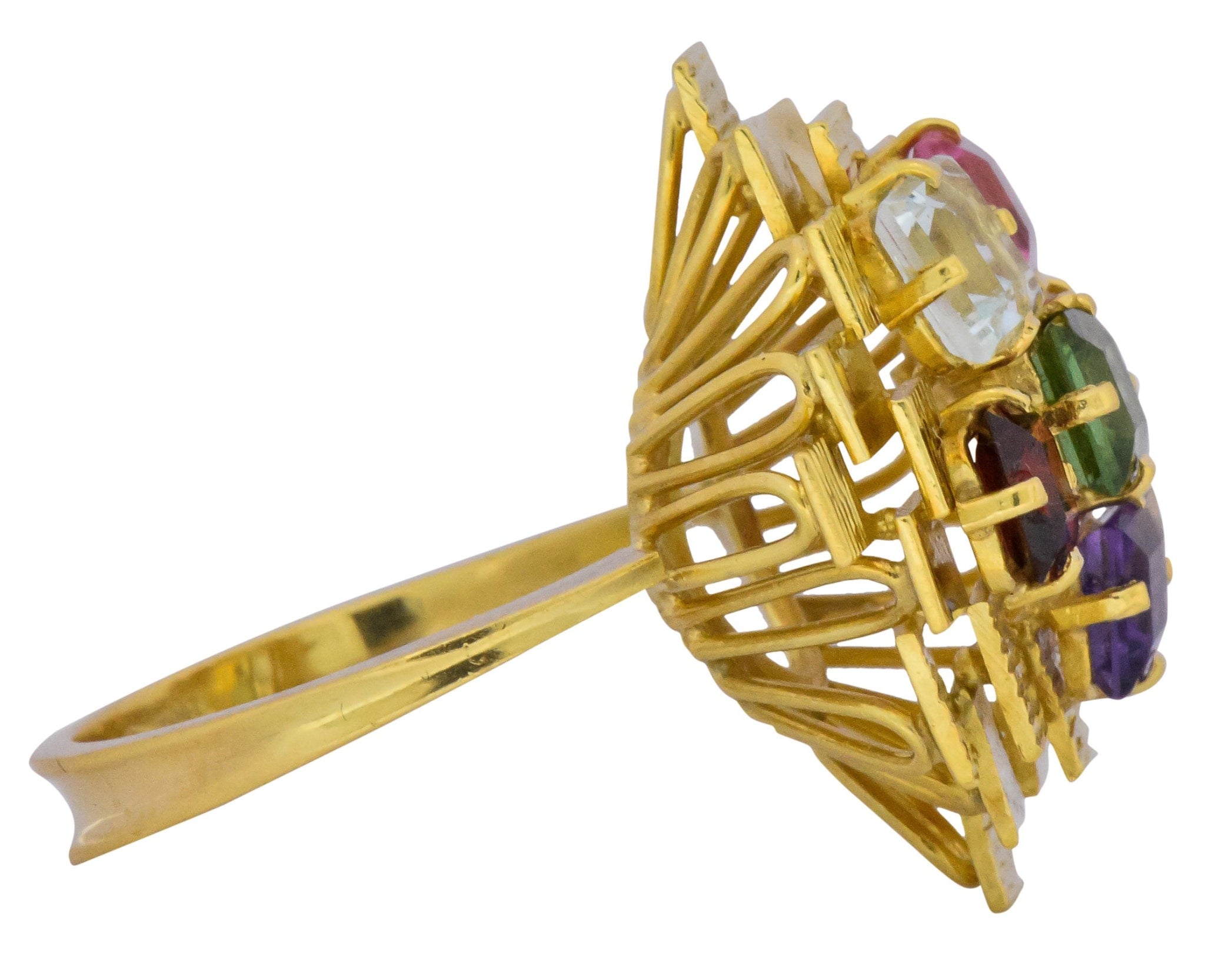 H. Stern 4.35 CTW Multi-Gem Tourmaline Amethyst Citrine Garnet 18 Karat Gold Cocktail Ring Wilson's Estate Jewelry