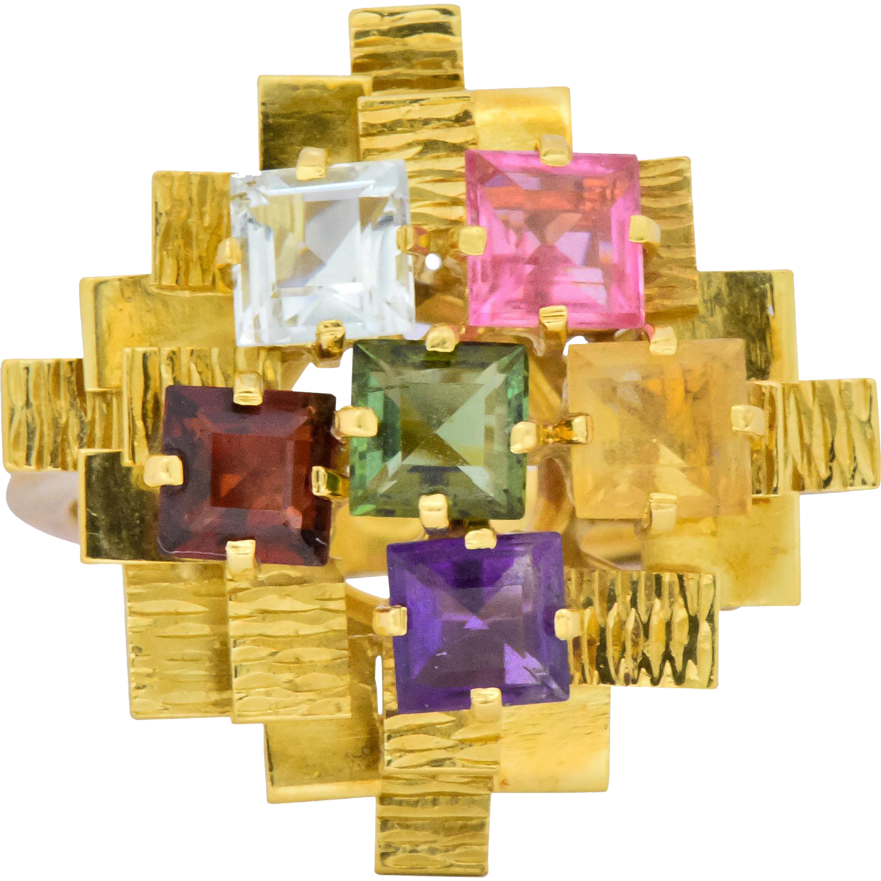 H. Stern 4.35 CTW Multi-Gem Tourmaline Amethyst Citrine Garnet 18 Karat Gold Cocktail Ring Wilson's Estate Jewelry