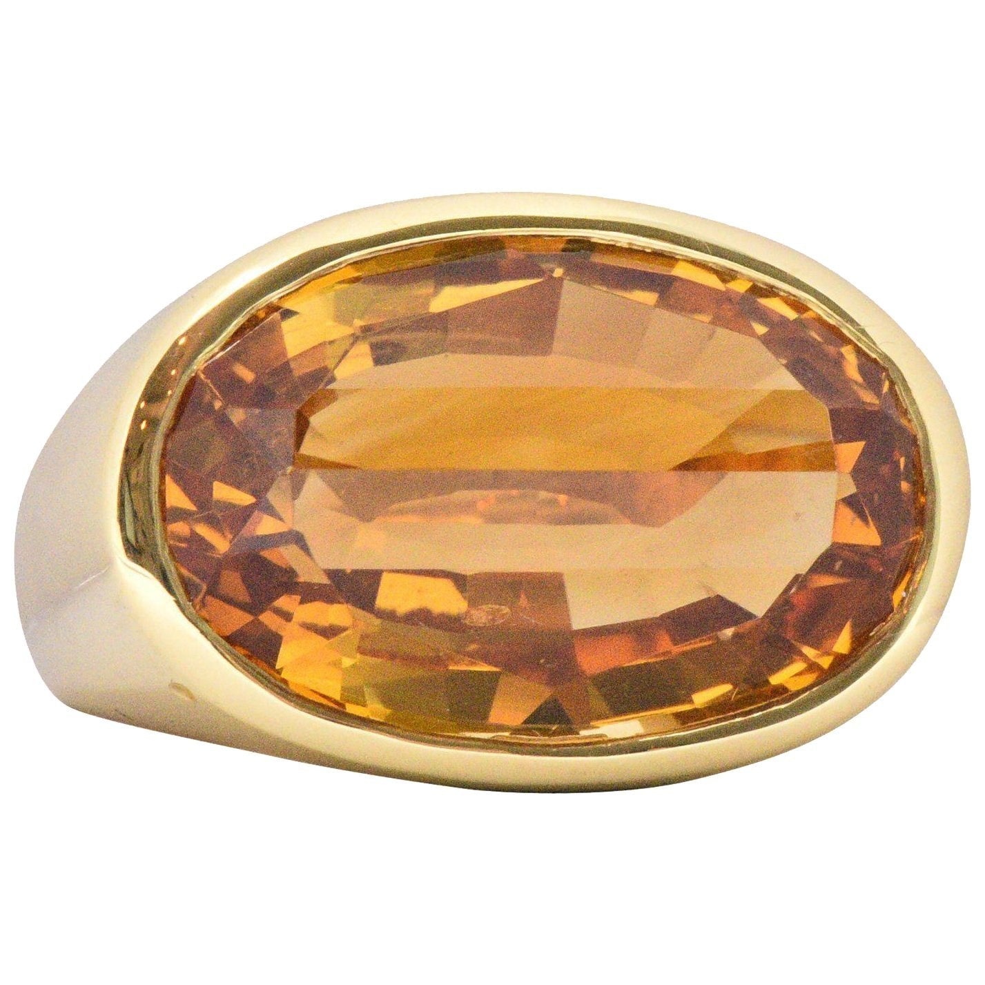 H. Stern Citrine And 18 Karat Large Gold Cocktail Ring Wilson's Estate Jewelry