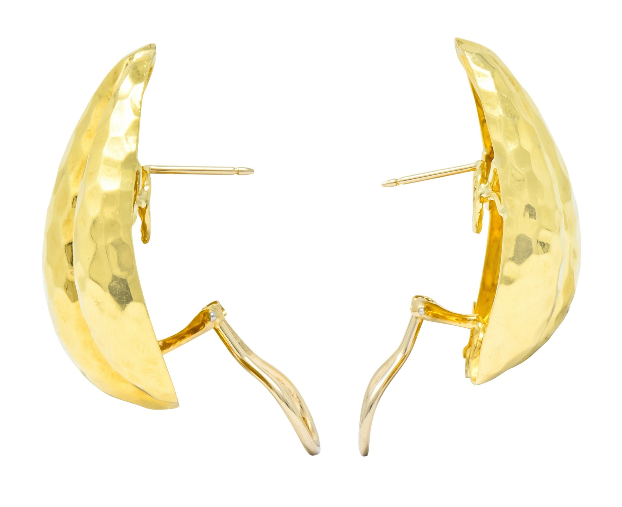 Henry Dunay Vintage 18 Karat Yellow Gold Hammered Statement Earrings Circa 1980 - Wilson's Estate Jewelry
