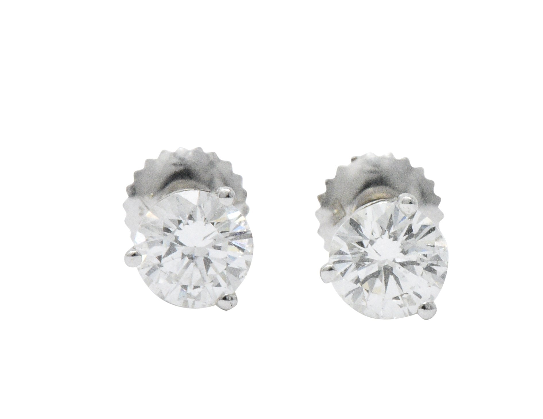 Impressive 1.20 CTW Diamond 18 Karat White Gold Martini Stud Earrings Wilson's Estate Jewelry