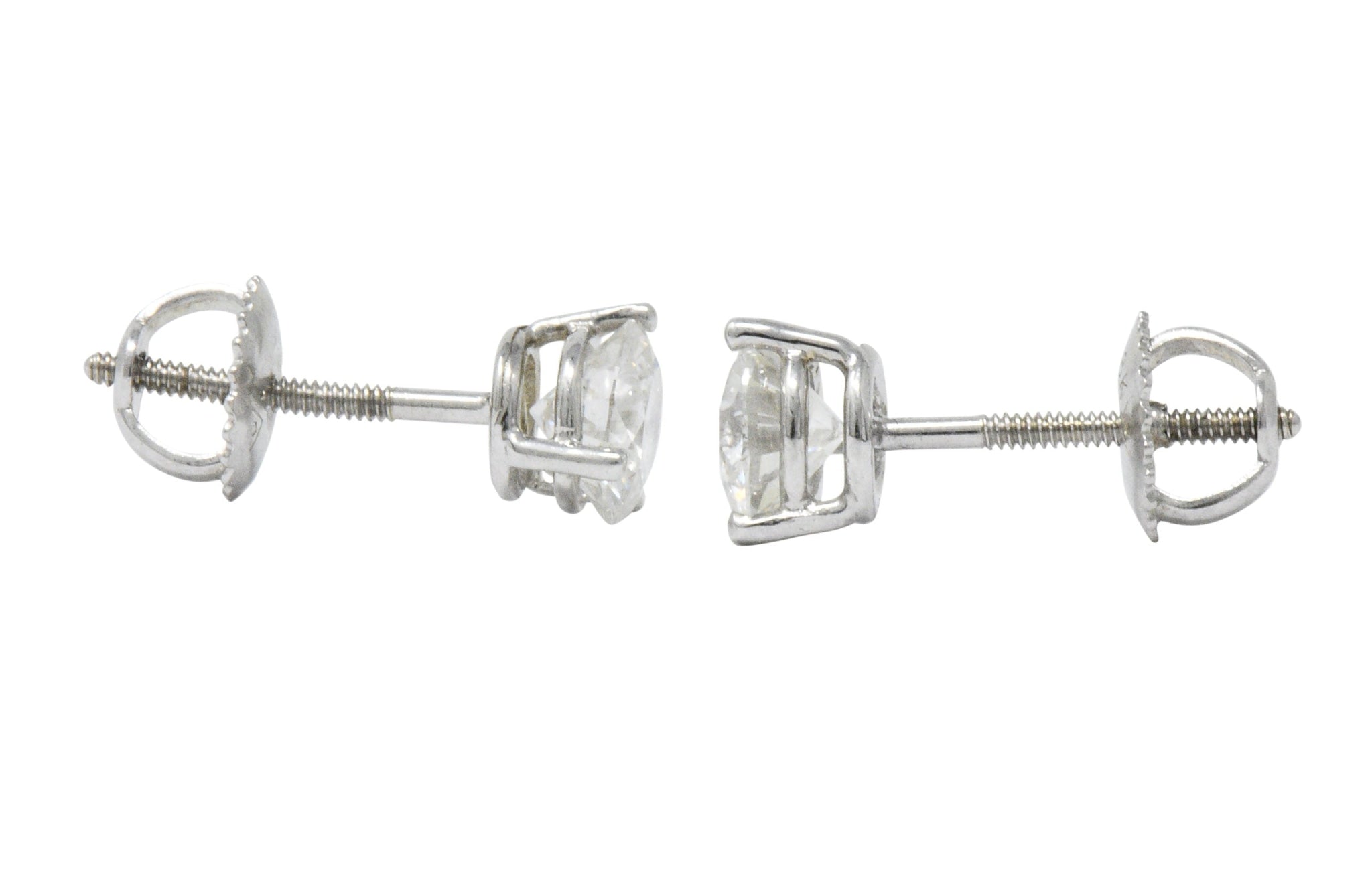 Impressive 1.20 CTW Diamond 18 Karat White Gold Martini Stud Earrings Wilson's Estate Jewelry