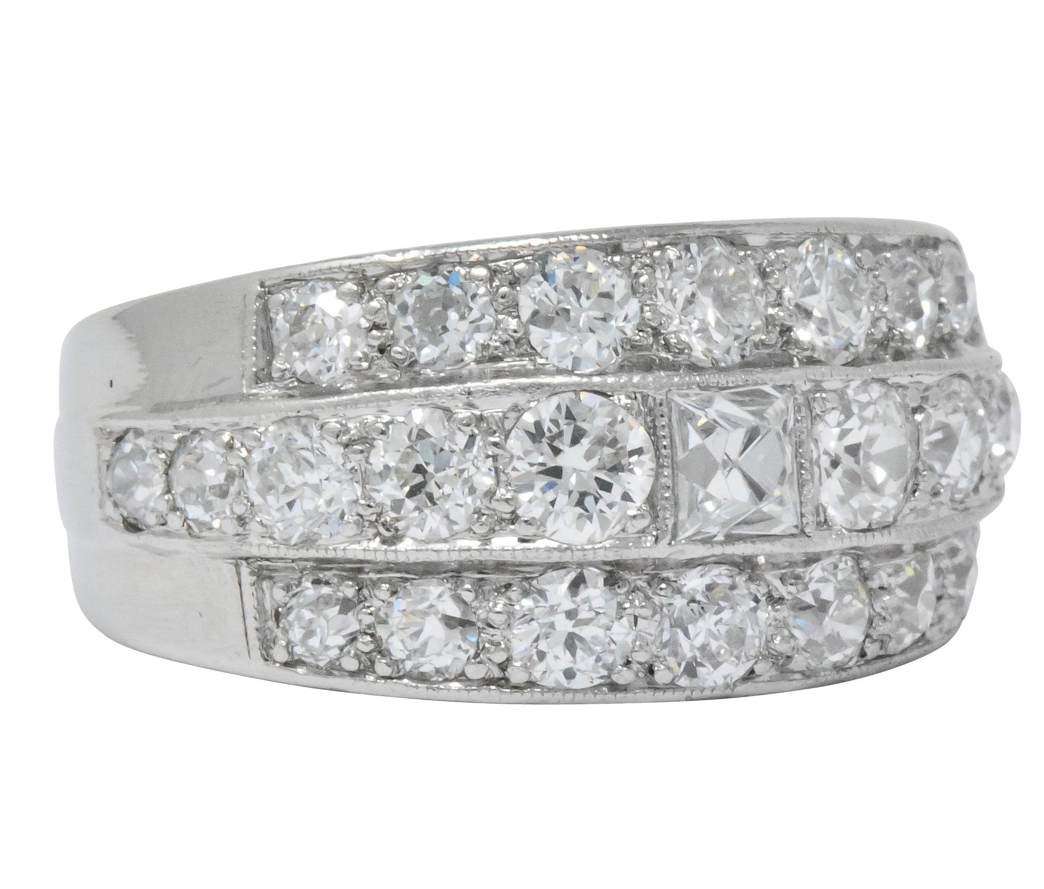 Impressive Art Deco 2.90 CTW Diamond Platinum Band Ring Wilson's Antique & Estate Jewelry