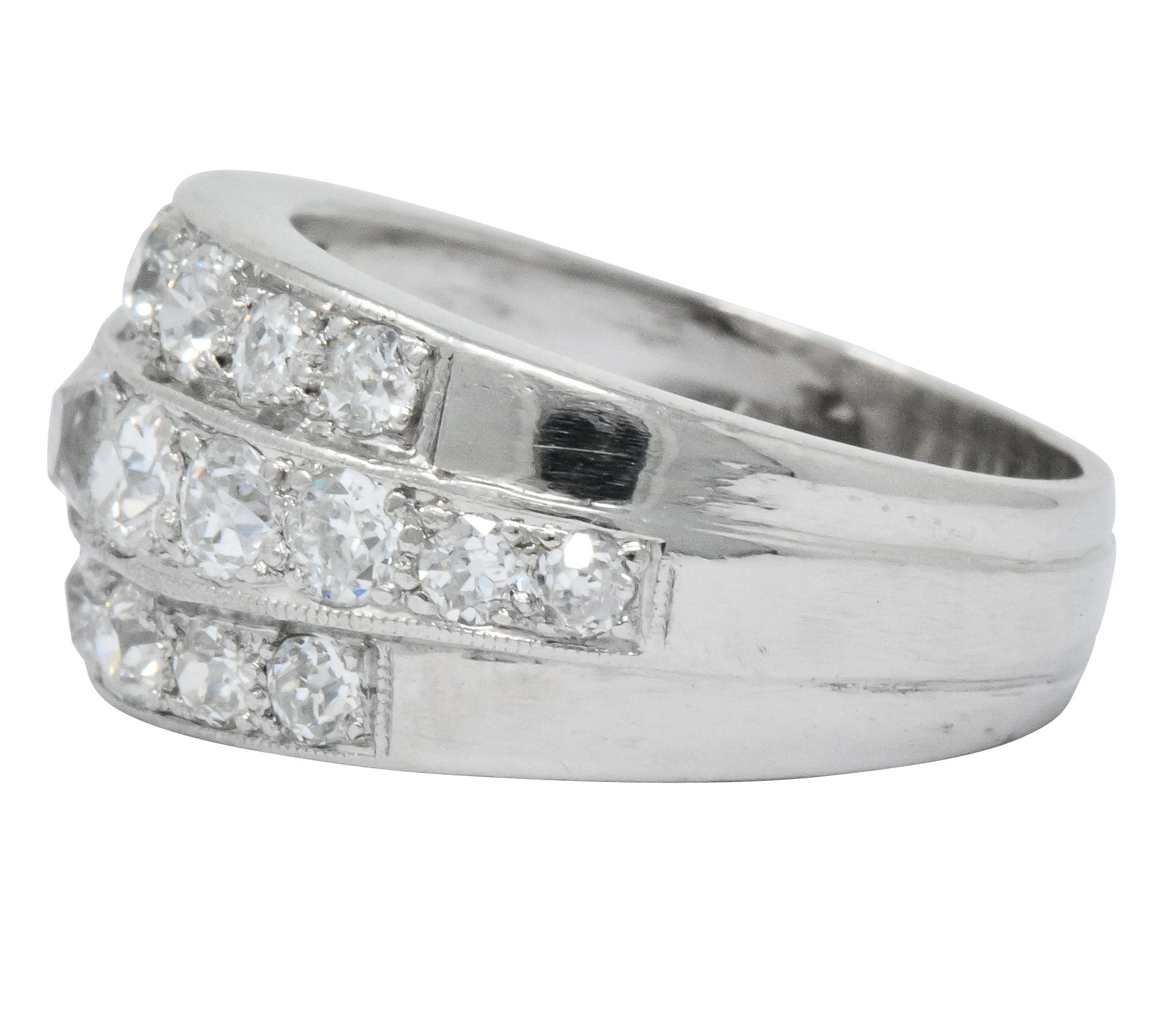 Impressive Art Deco 2.90 CTW Diamond Platinum Band Ring Wilson's Antique & Estate Jewelry