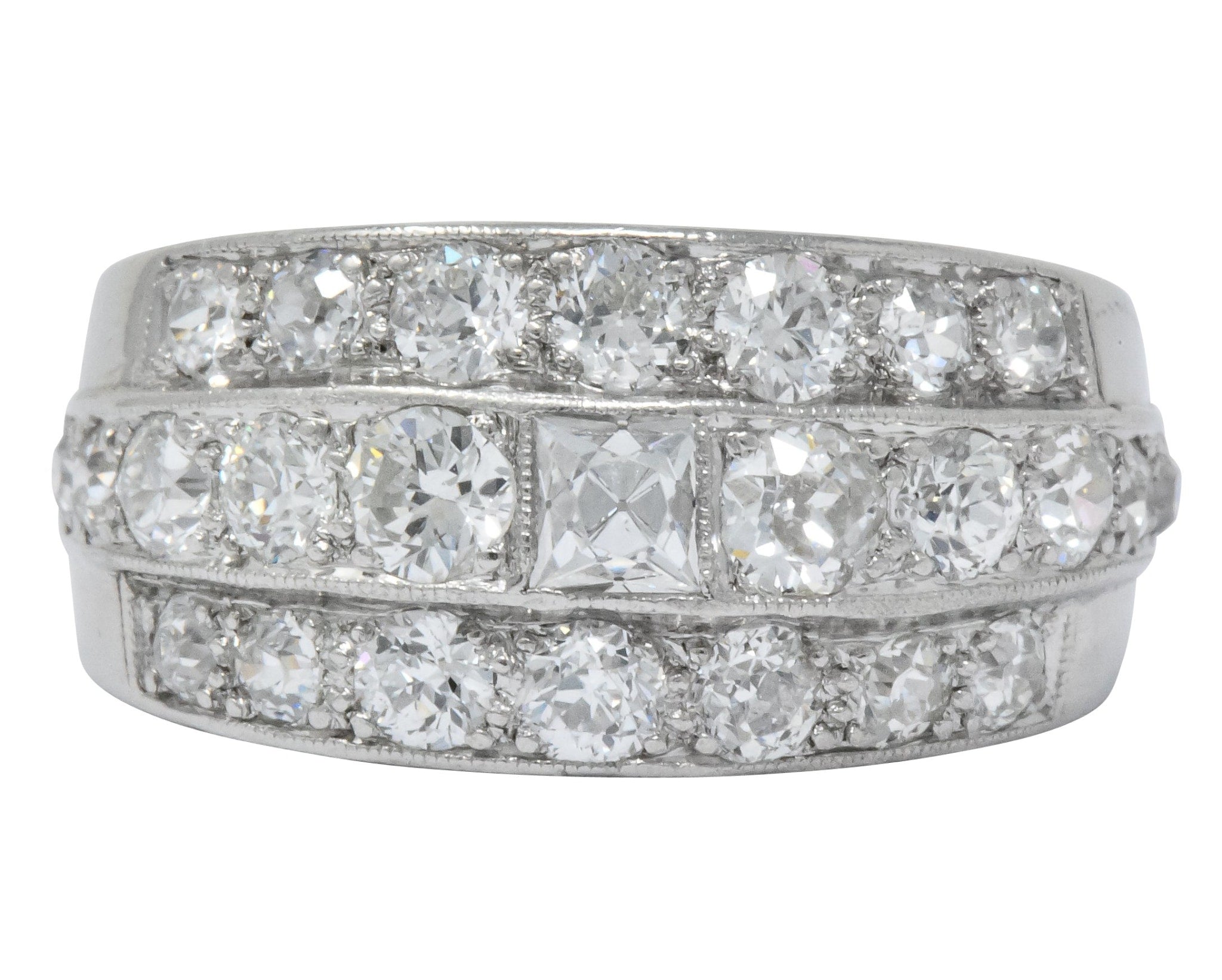 Impressive Art Deco 2.90 CTW Diamond Platinum Band Ring Wilson's Antique & Estate Jewelry