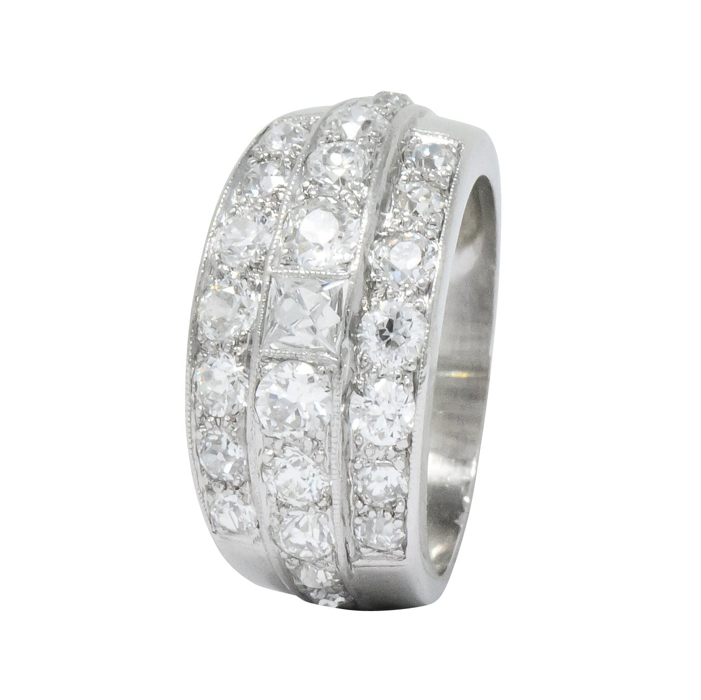 Impressive Art Deco 2.90 CTW Diamond Platinum Band Ring Wilson's Antique & Estate Jewelry