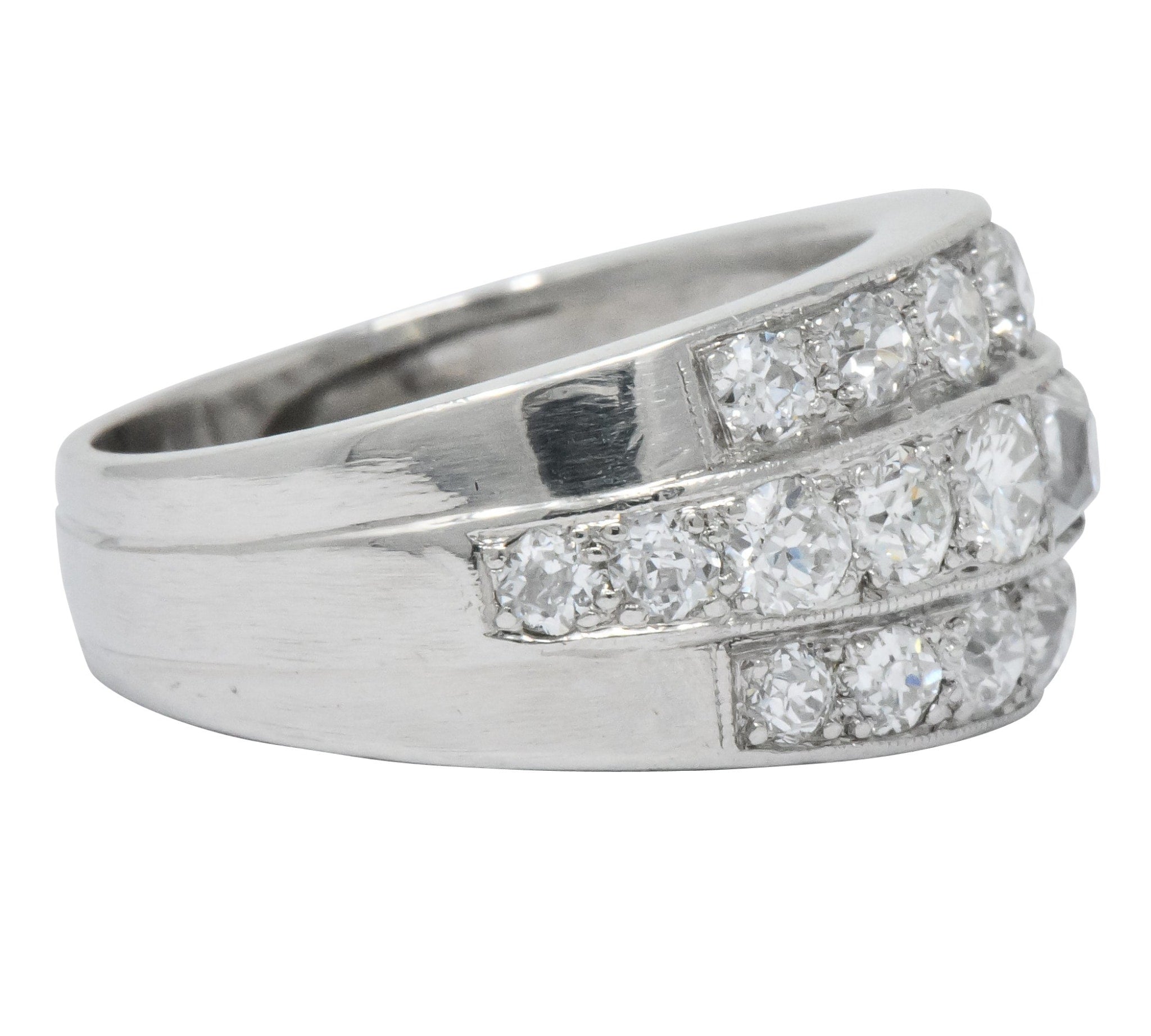 Impressive Art Deco 2.90 CTW Diamond Platinum Band Ring Wilson's Antique & Estate Jewelry