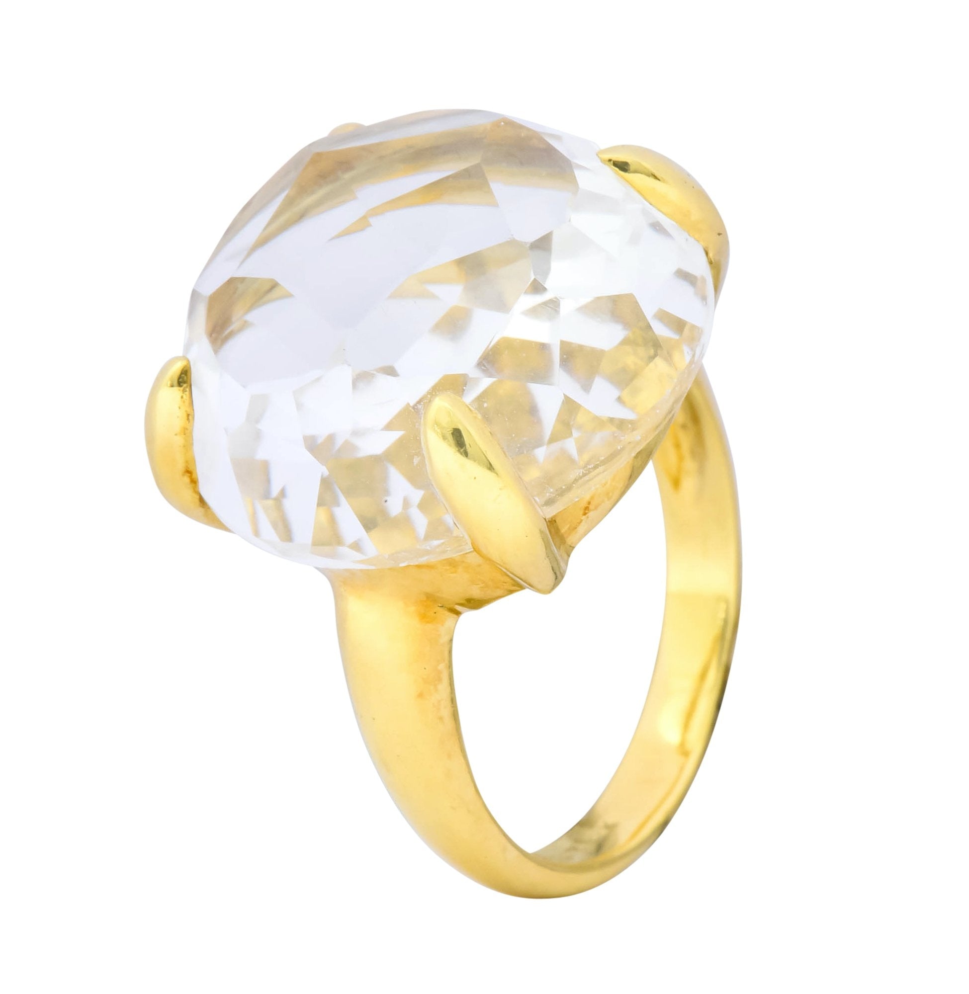 Ippolita Faceted Rock Crystal 18 Karat Gold Cocktail Ring - Wilson's Estate Jewelry