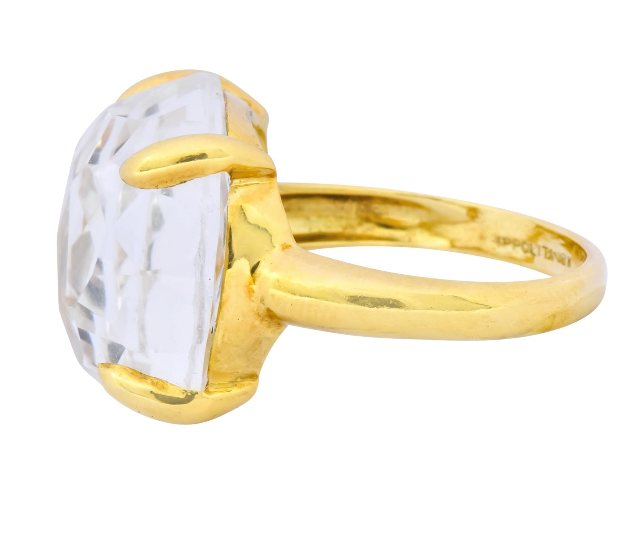 Ippolita Faceted Rock Crystal 18 Karat Gold Cocktail Ring - Wilson's Estate Jewelry