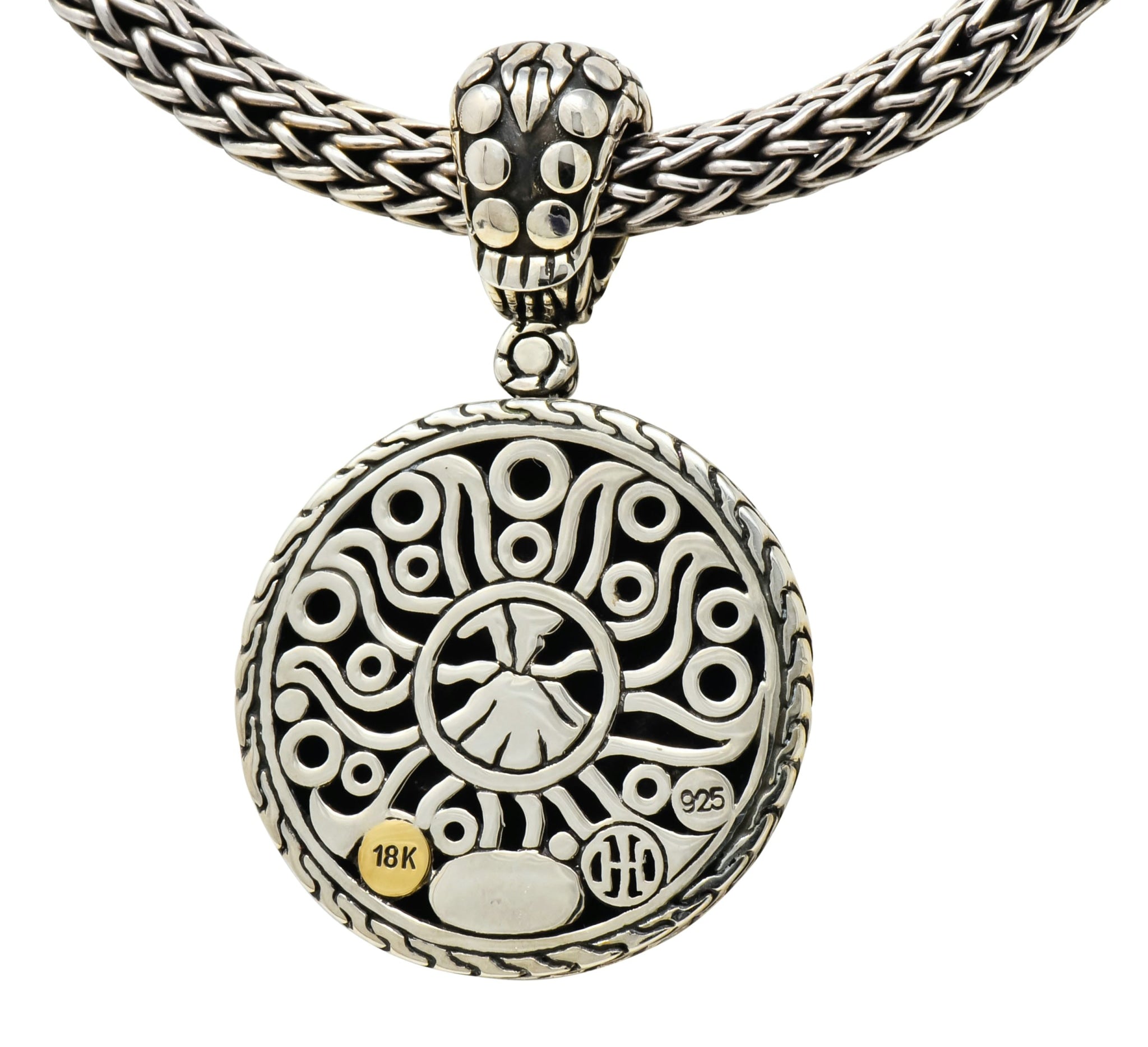 John Hardy 18 Karat Gold Sterling Silver Dot Enhancer Pendant Necklace - Wilson's Estate Jewelry