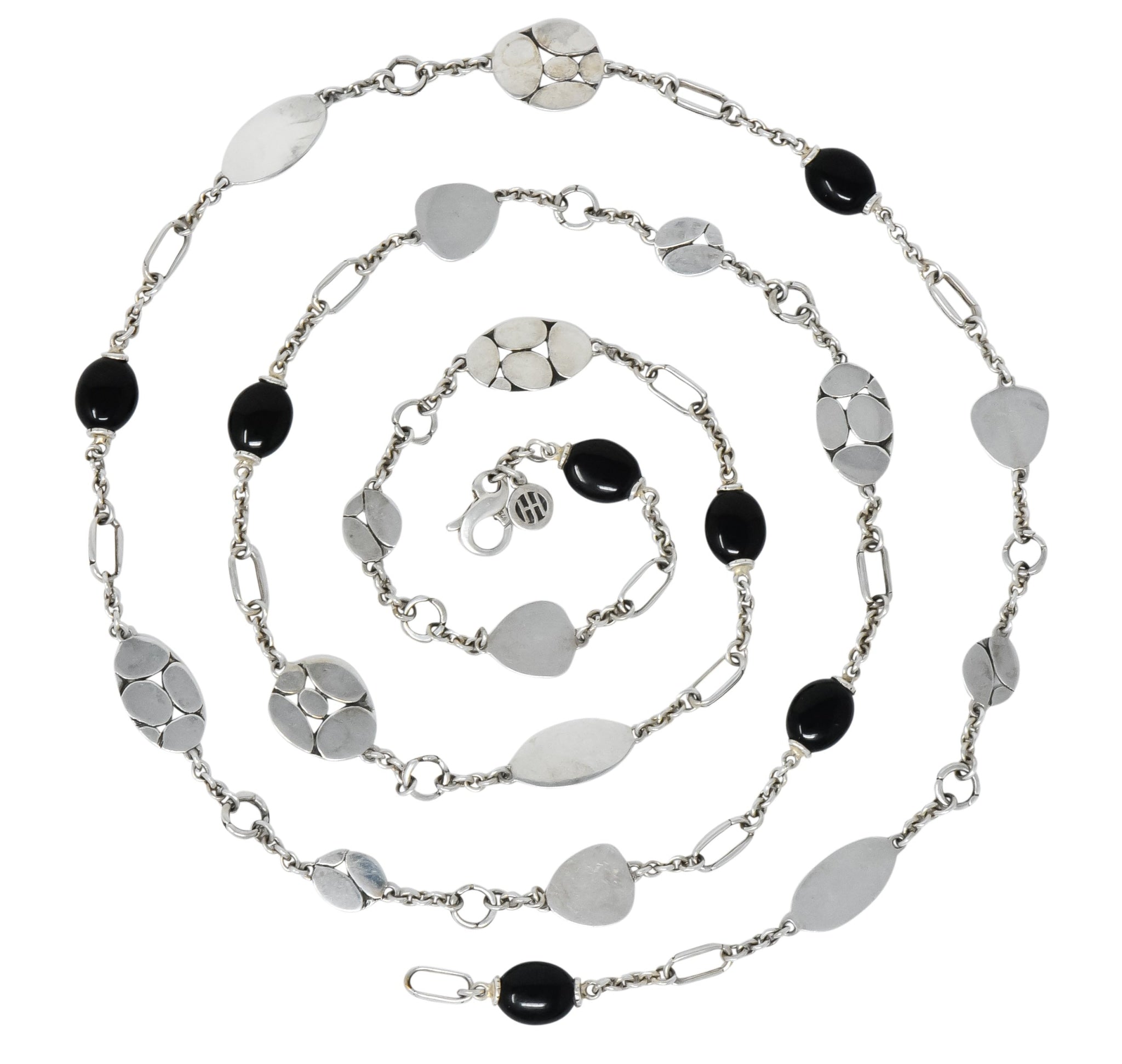 John Hardy Onyx Sterling Silver Dot Long Chain Necklace - Wilson's Estate Jewelry