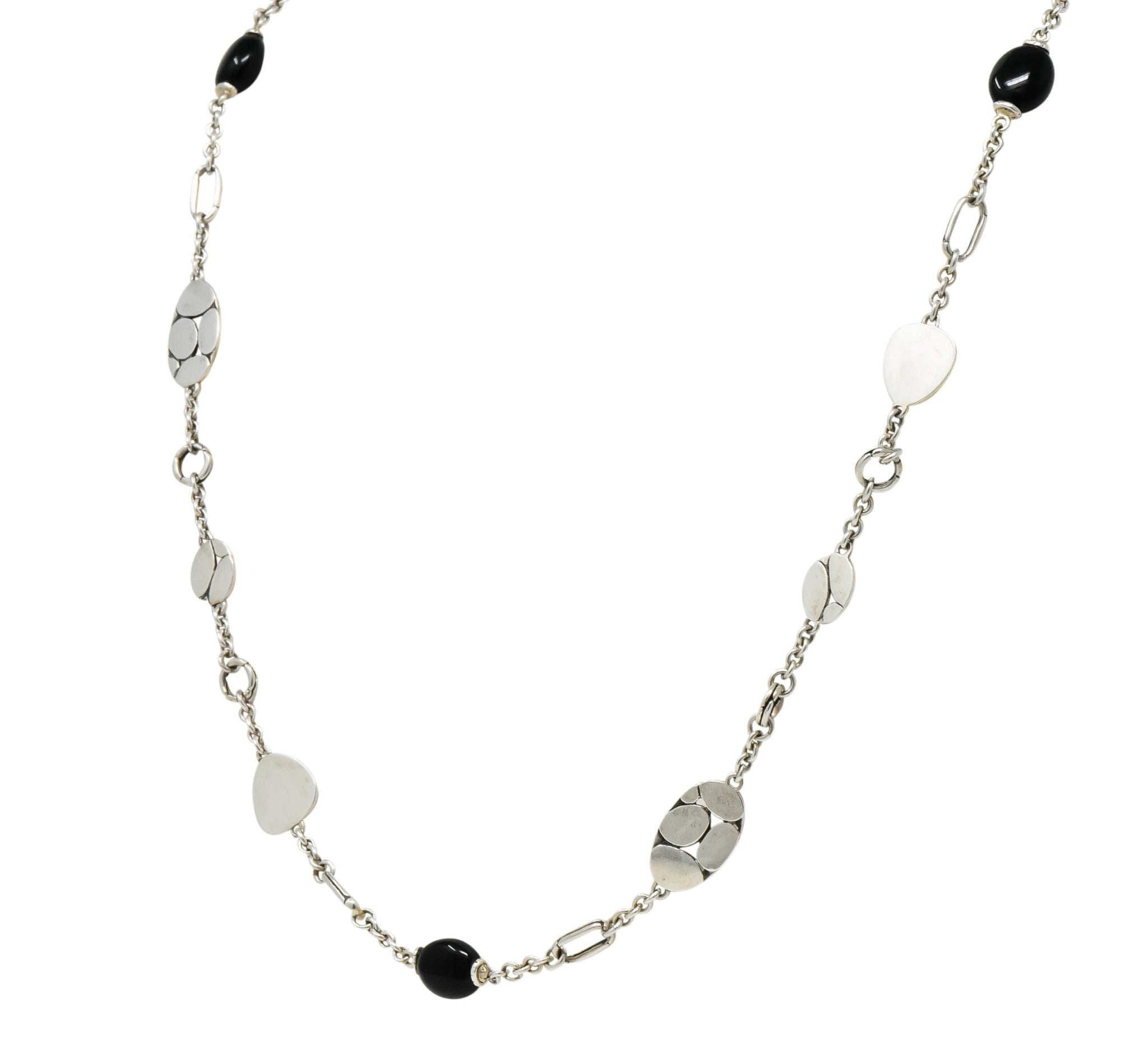 John Hardy Onyx Sterling Silver Dot Long Chain Necklace - Wilson's Estate Jewelry