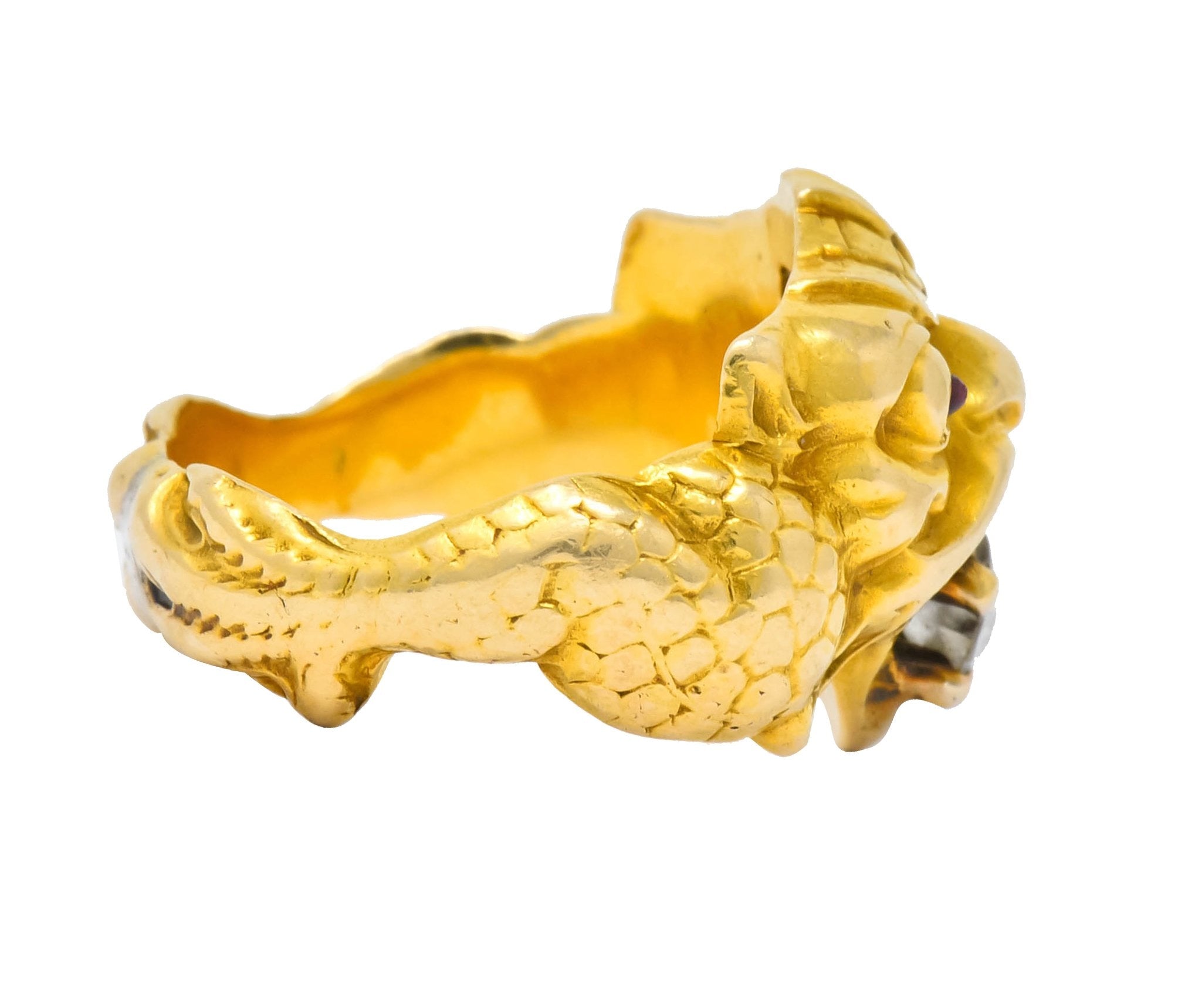 Larter & Sons Art Nouveau Diamond 14 Karat Gold Sea Creature Ring Circa 1890 - Wilson's Estate Jewelry