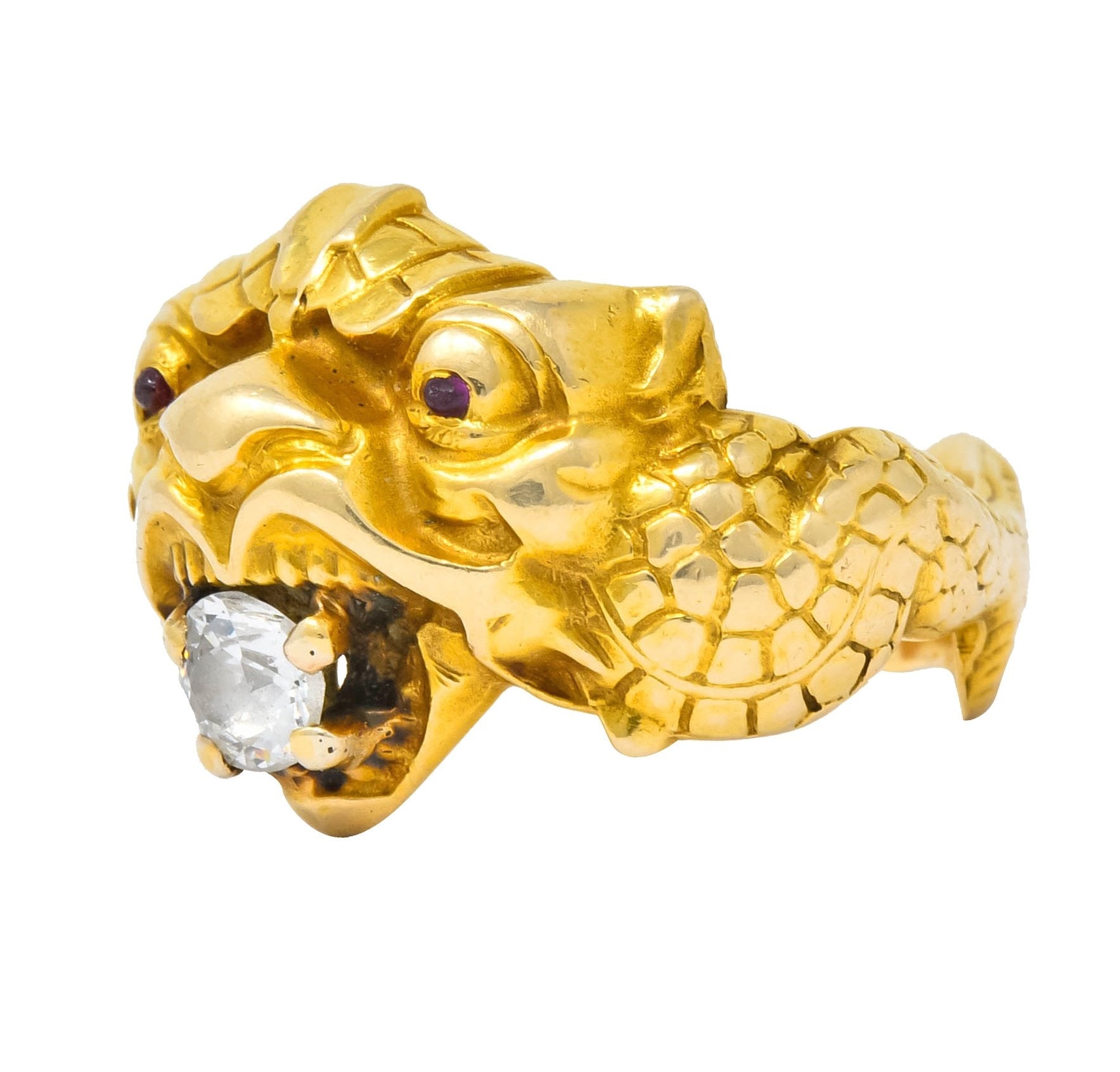 Larter & Sons Art Nouveau Diamond 14 Karat Gold Sea Creature Ring Circa 1890 - Wilson's Estate Jewelry