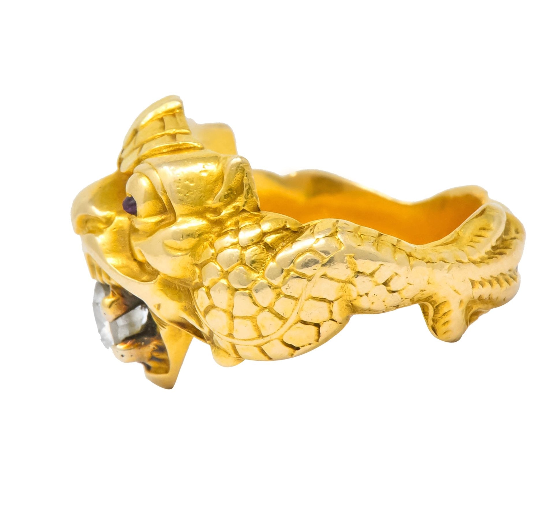 Larter & Sons Art Nouveau Diamond 14 Karat Gold Sea Creature Ring Circa 1890 - Wilson's Estate Jewelry