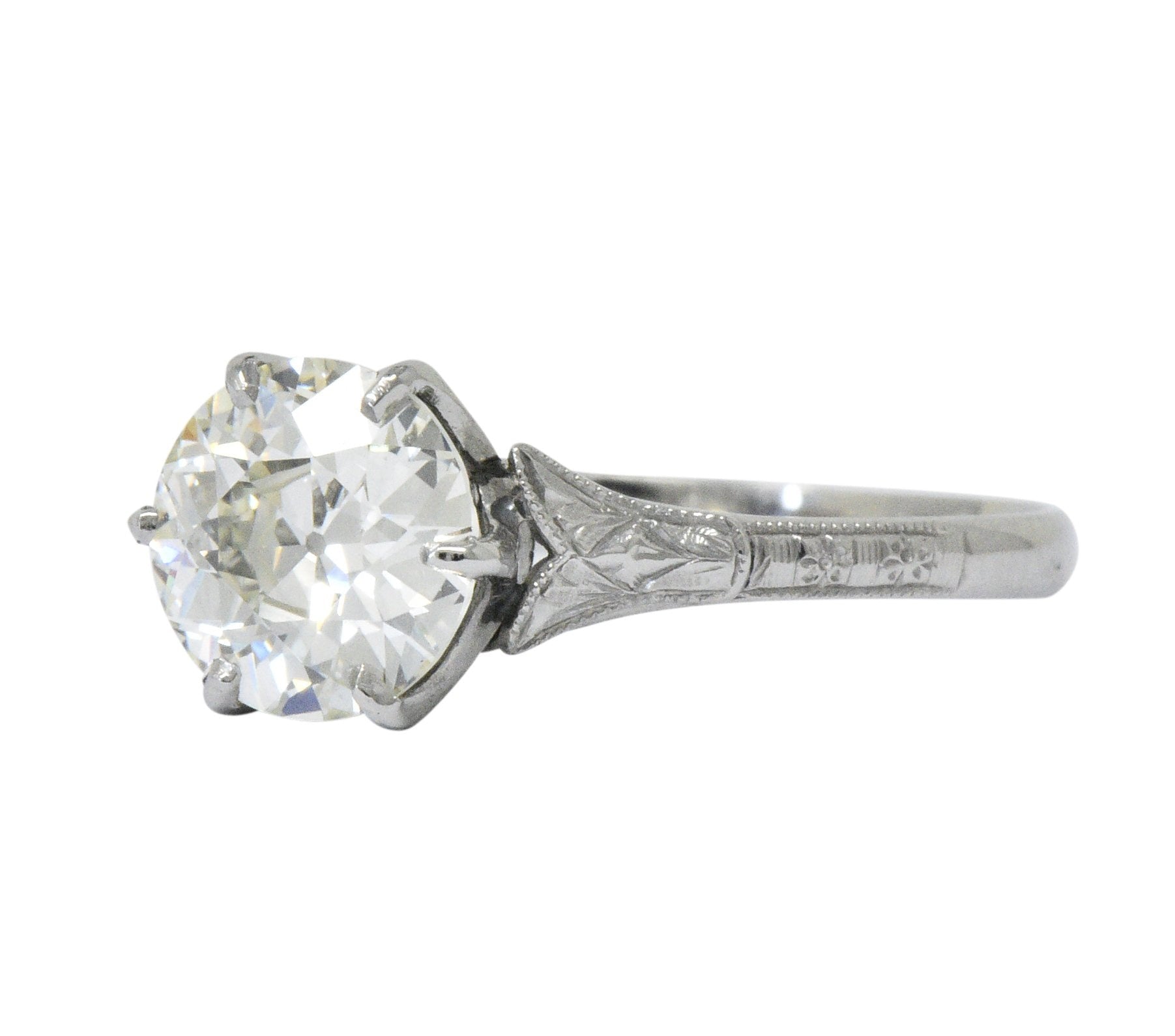 Late Edwardian 1.53 CTW Diamond 14 Karat White Gold Engagement Ring GIA Wilson's Estate Jewelry